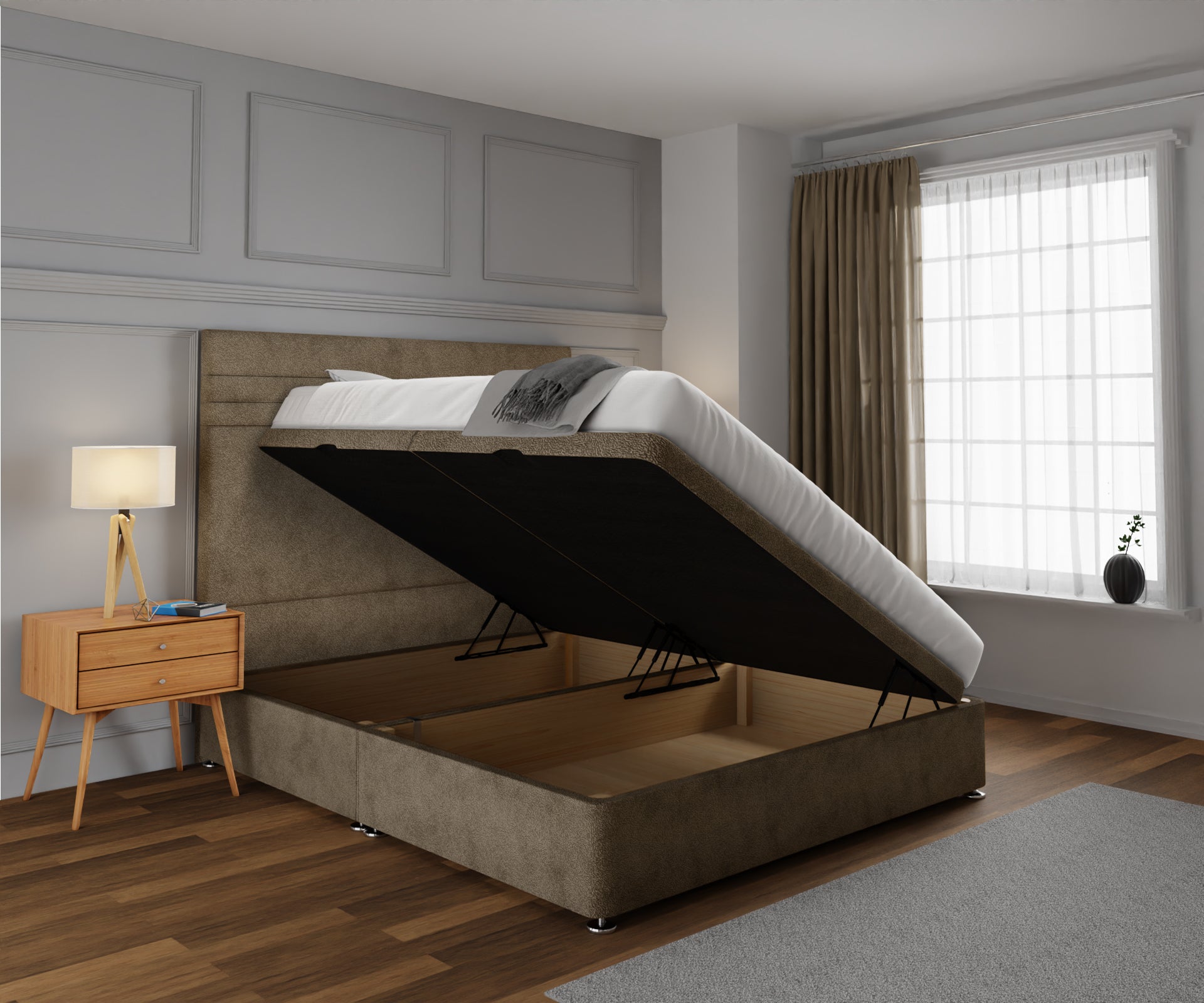 Diane Line Ottoman Storage Divan Bed Set