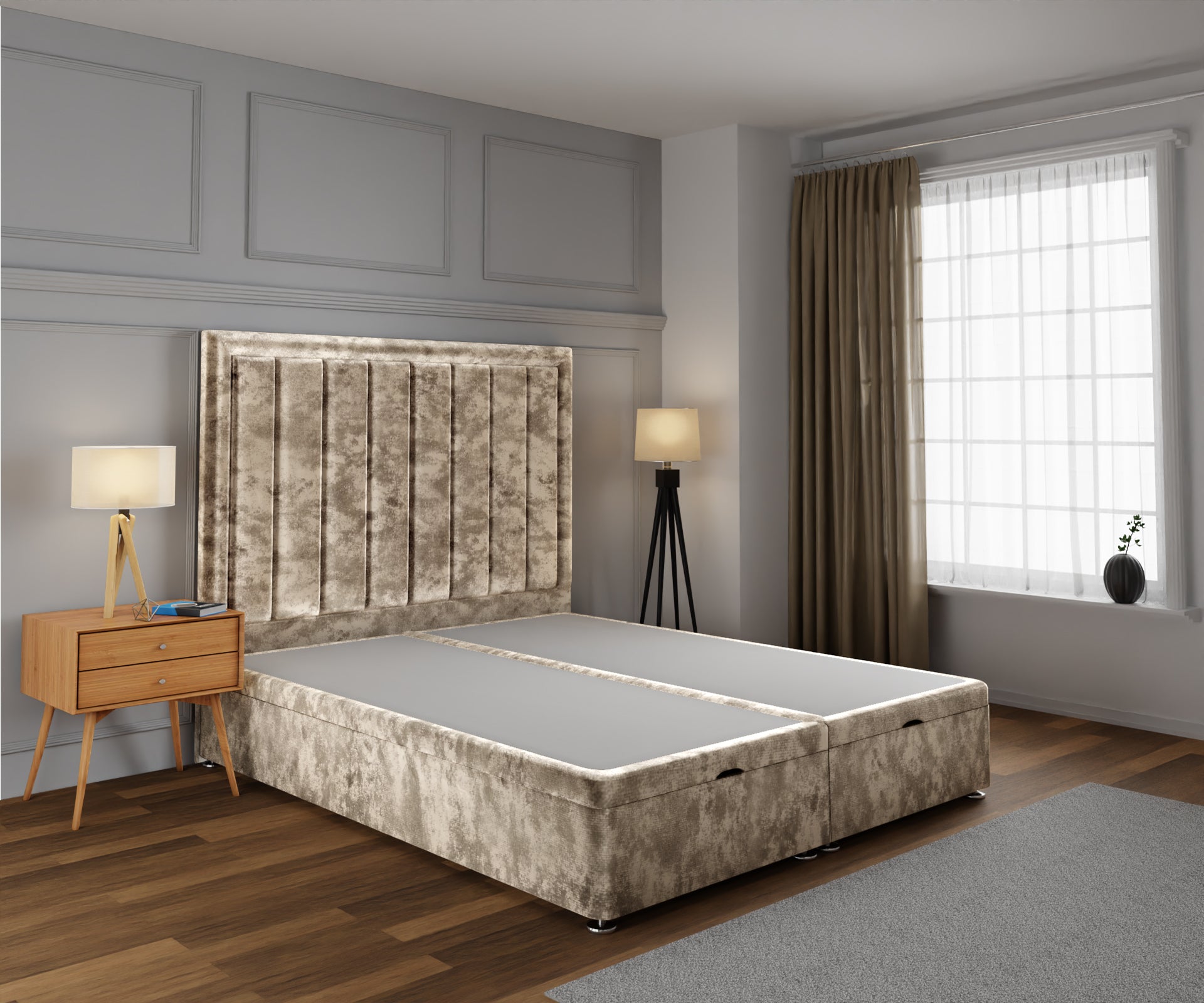 Ella Ottoman Storage Divan Bed Base With Headboard