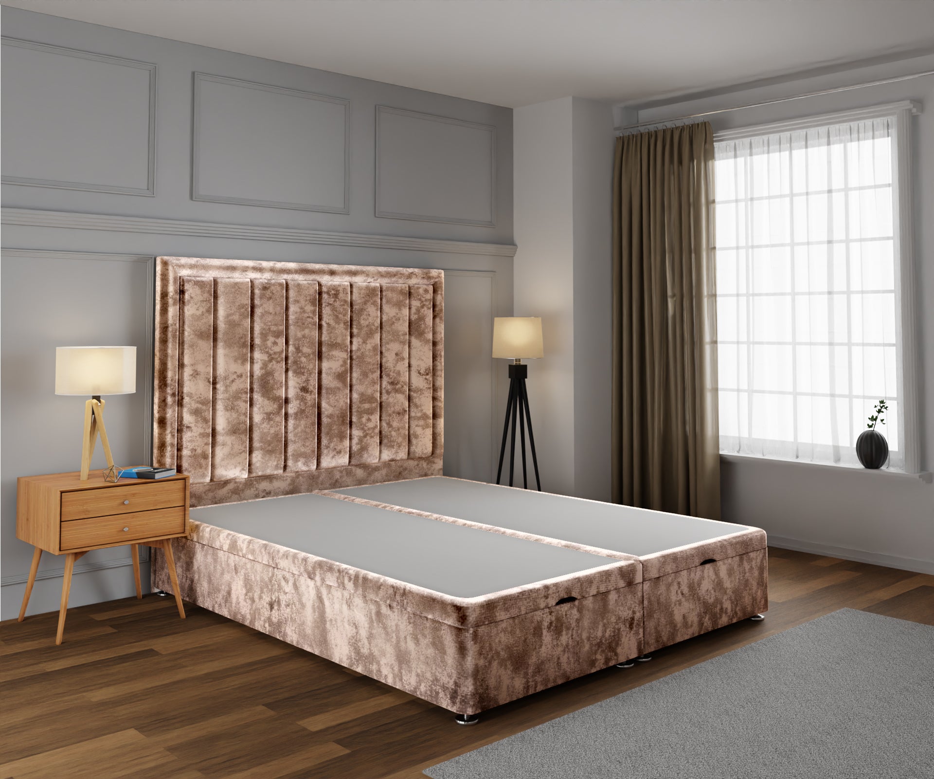 Ella Ottoman Storage Divan Bed Base With Headboard