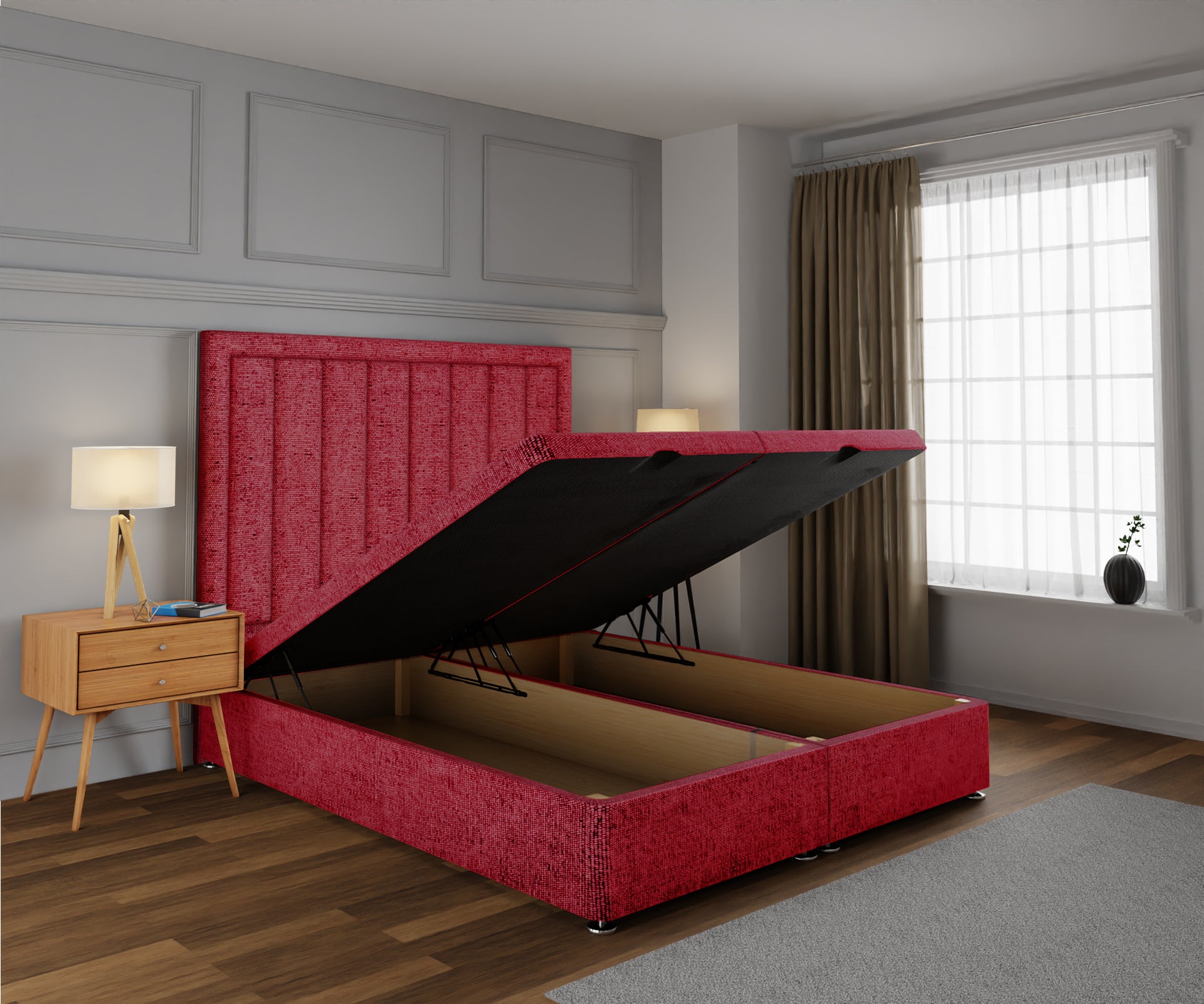 Ella Ottoman Storage Divan Bed Base With Headboard