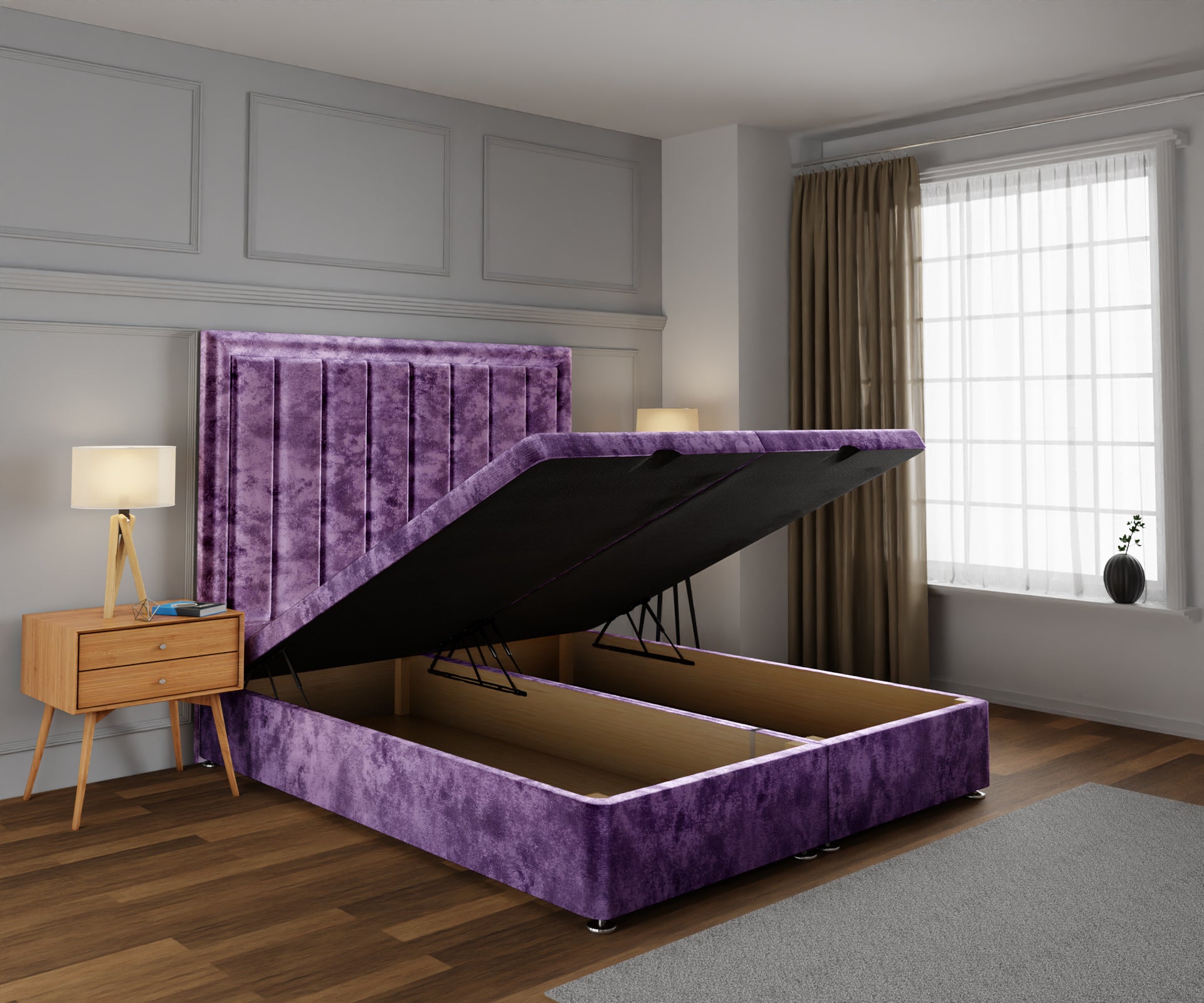 Ella Ottoman Storage Divan Bed Base With Headboard