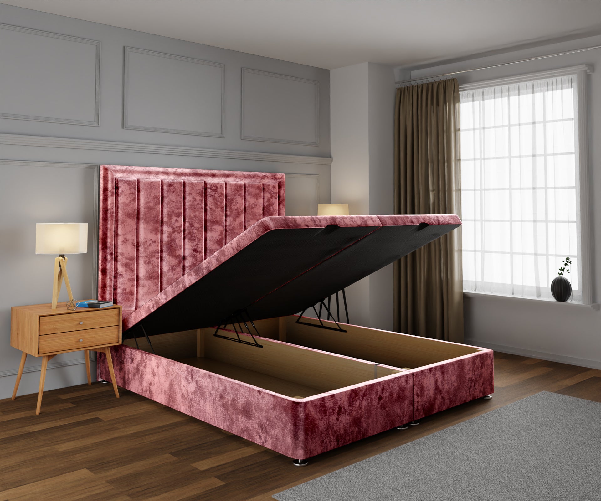 Ella Ottoman Storage Divan Bed Base With Headboard