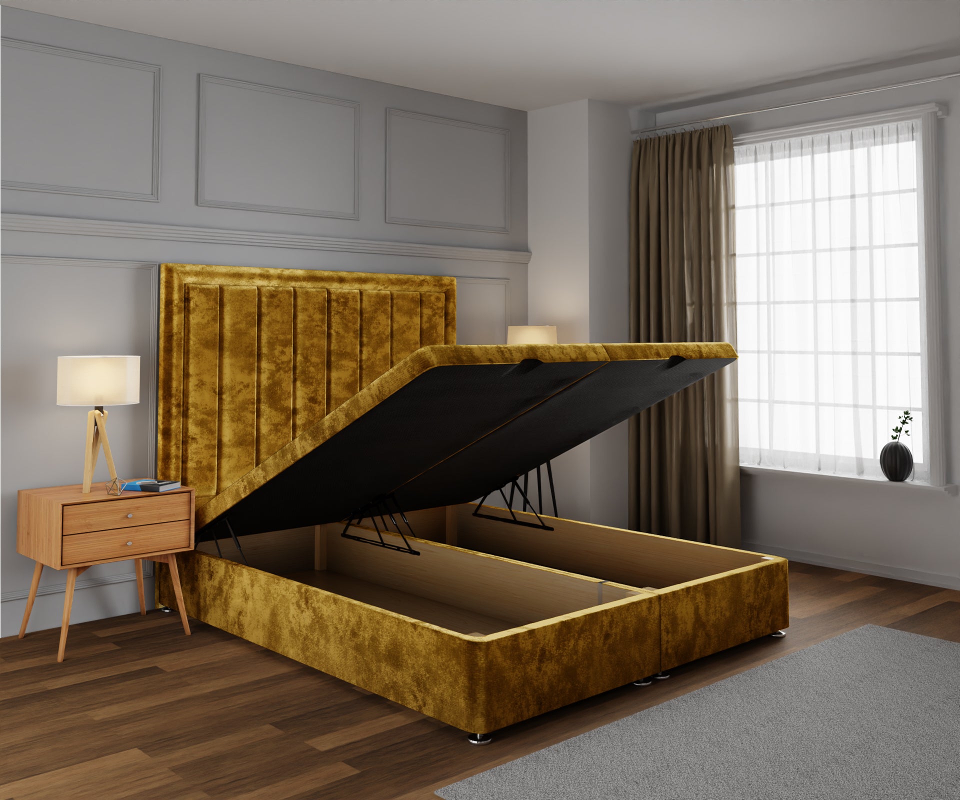 Ella Ottoman Storage Divan Bed Base With Headboard