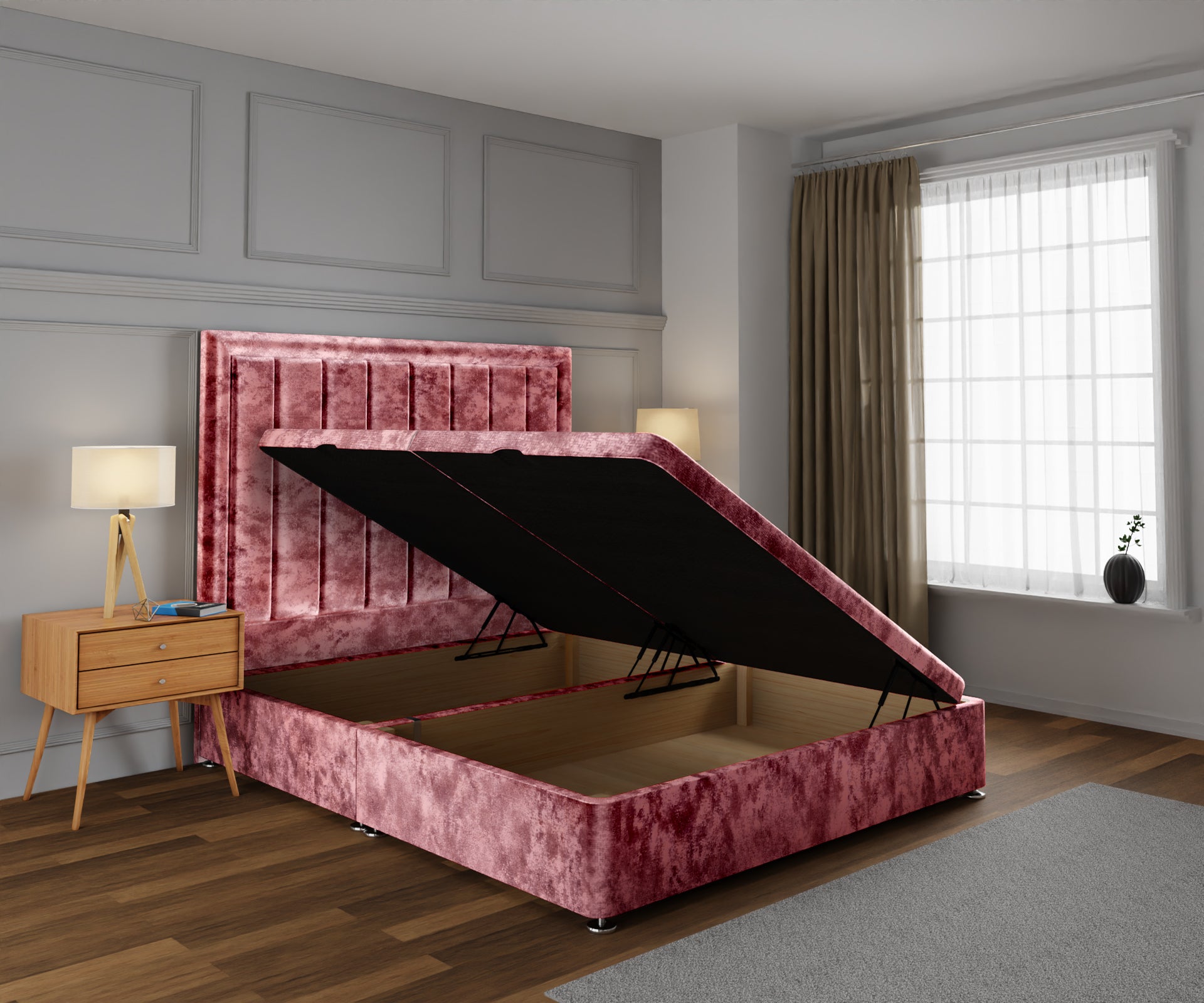 Ella Ottoman Storage Divan Bed Base With Headboard