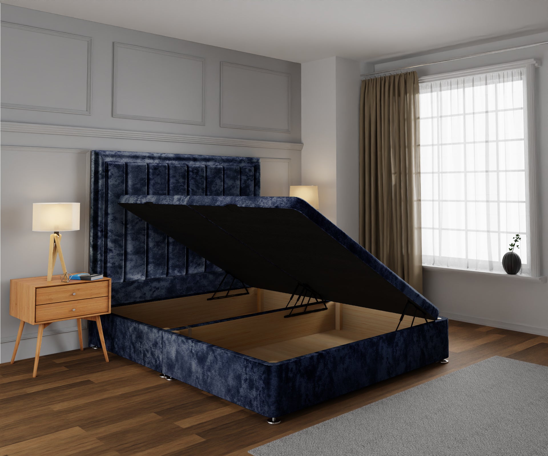 Ella Ottoman Storage Divan Bed Base With Headboard