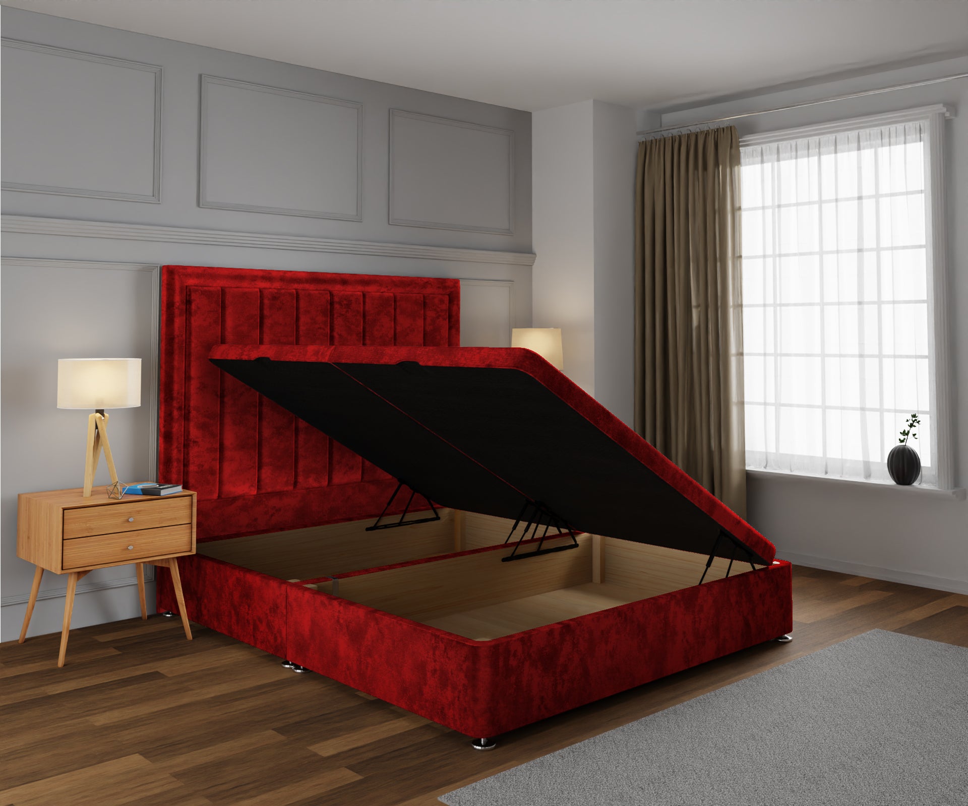 Ella Ottoman Storage Divan Bed Base With Headboard