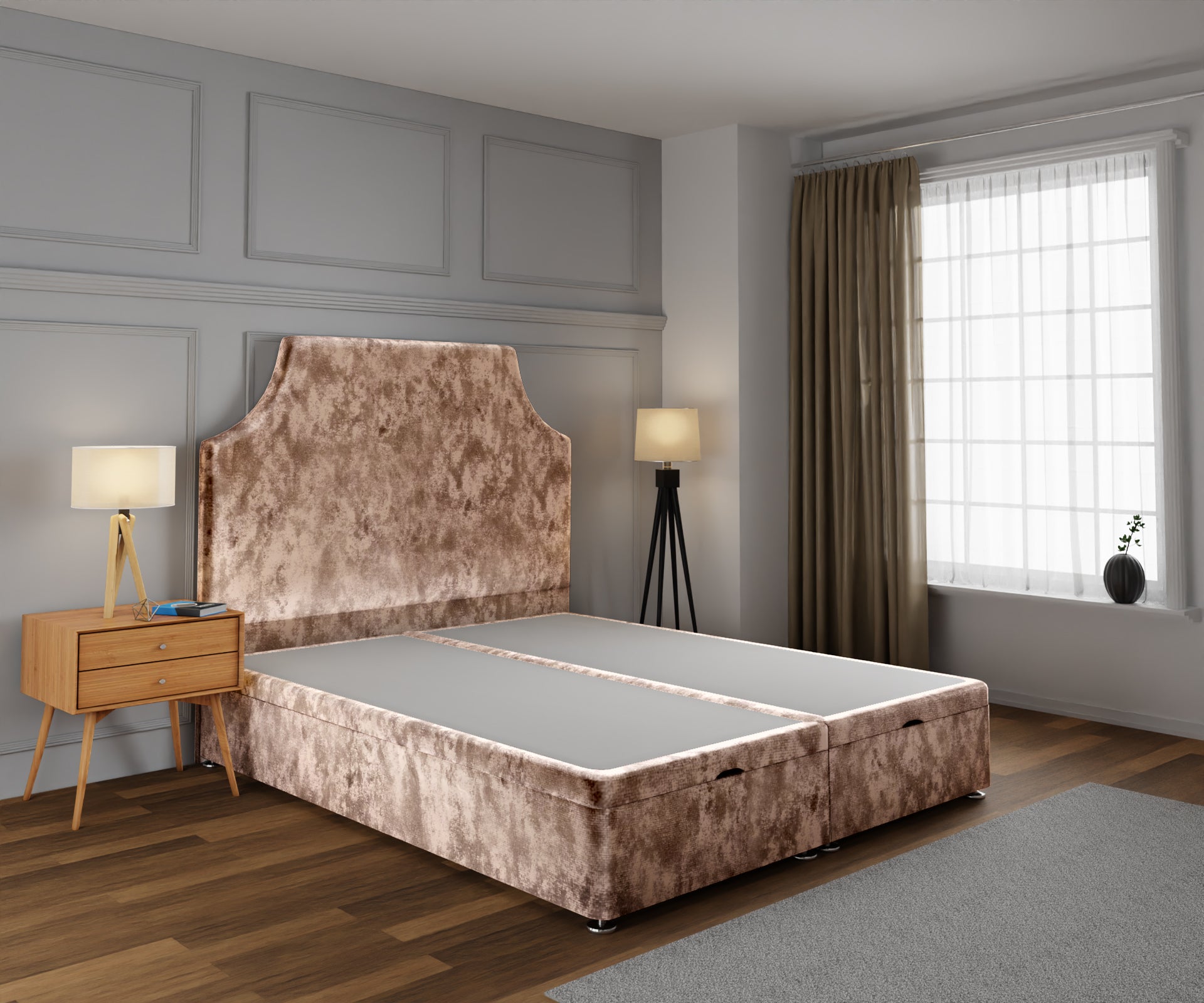 Eva Ottoman Storage Divan Bed Base With Headboard