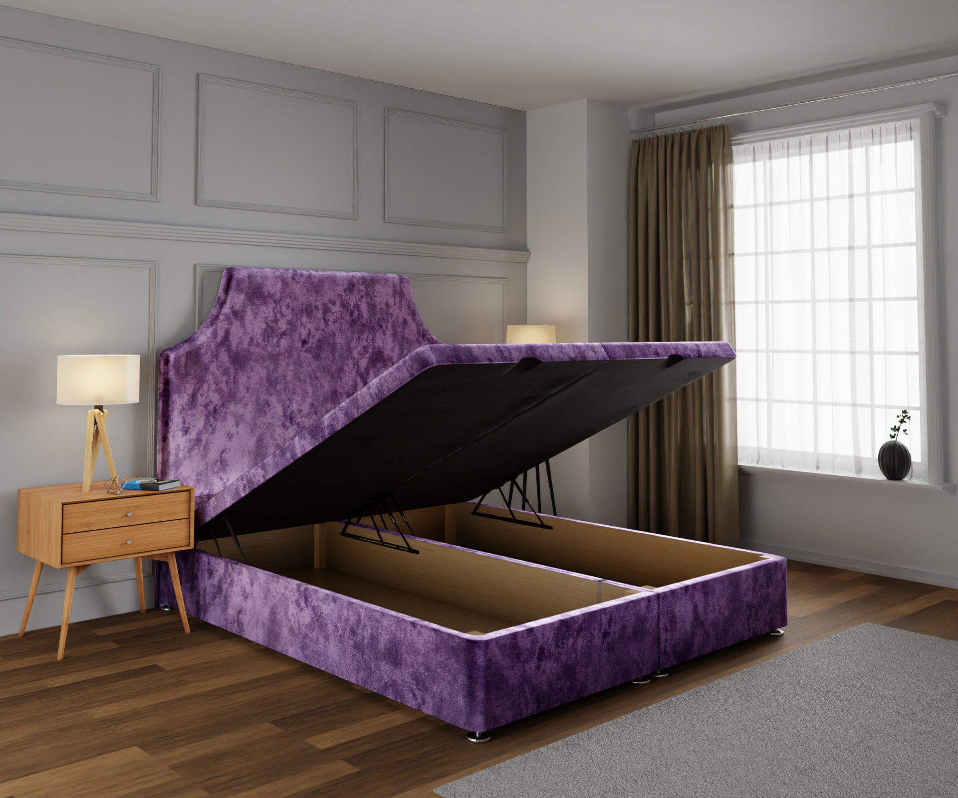 Eva Ottoman Storage Divan Bed Base With Headboard