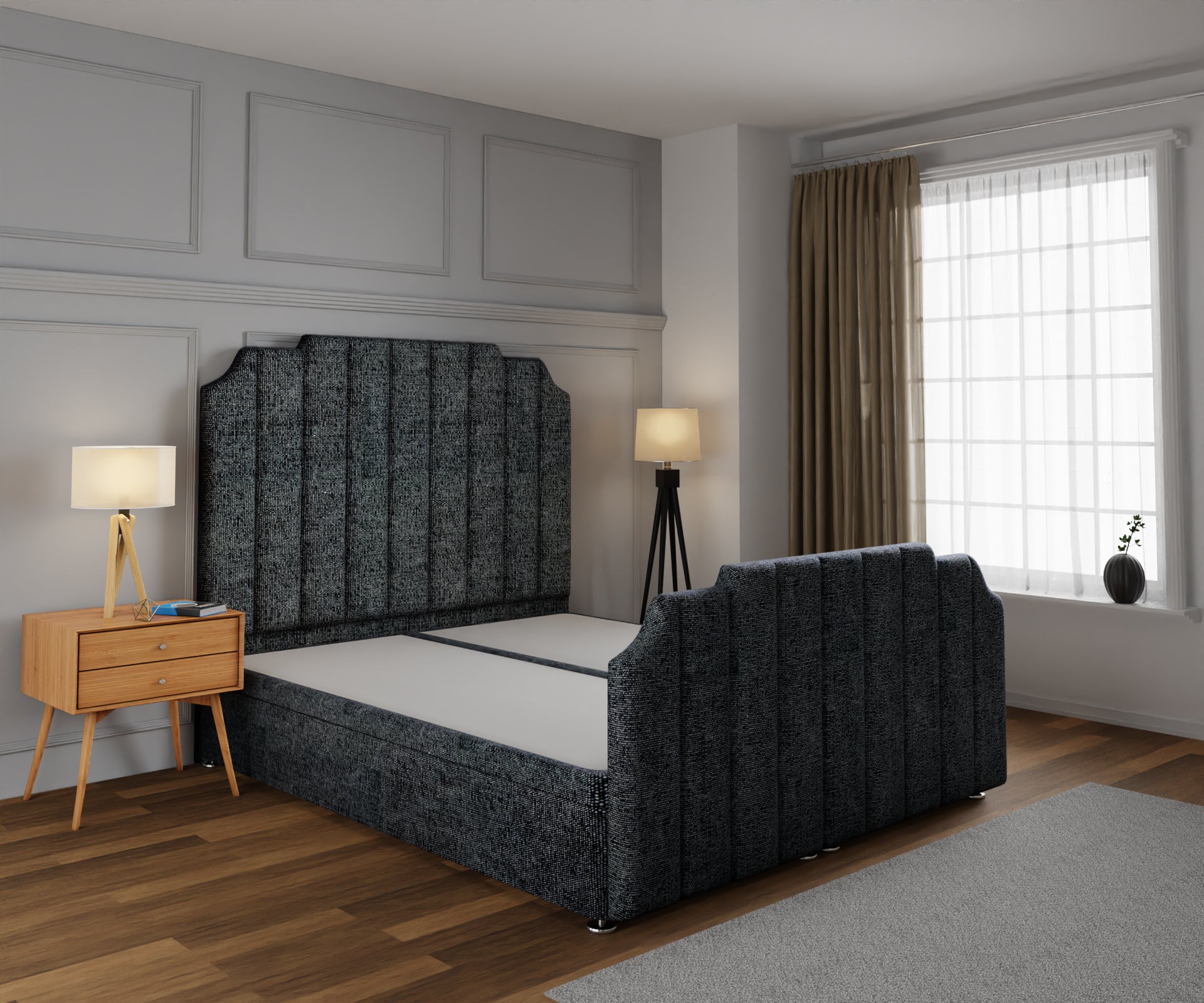 Hampton Ottoman Storage Divan Bed Base And Headboard With Footboard