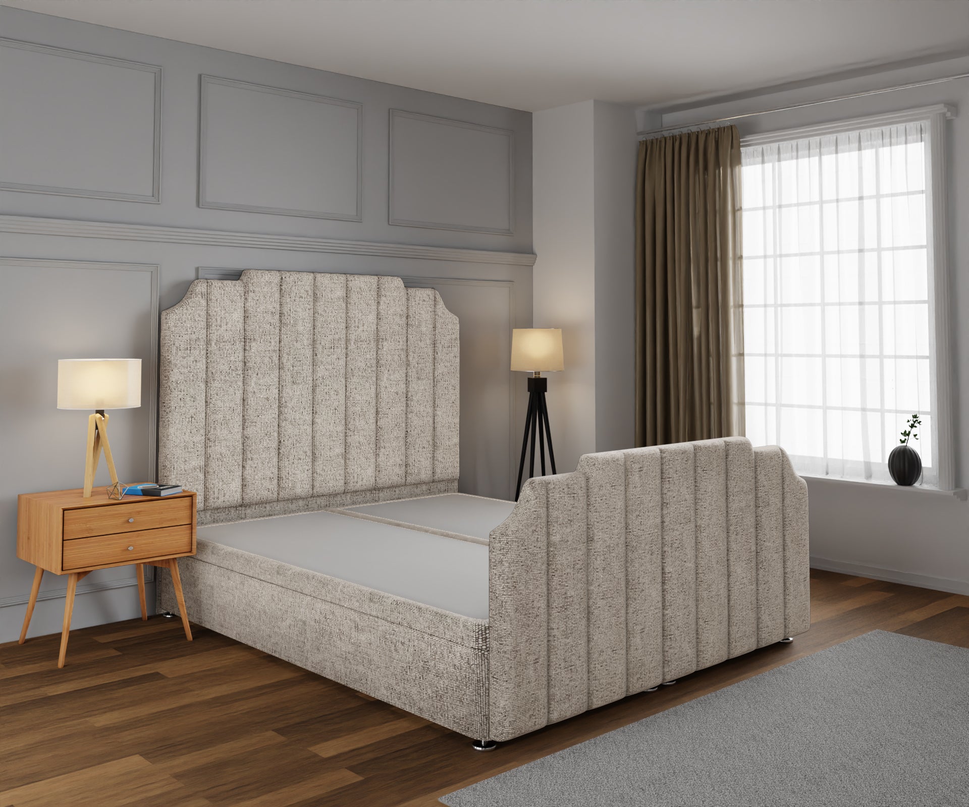 Hampton Ottoman Storage Divan Bed Base And Headboard With Footboard