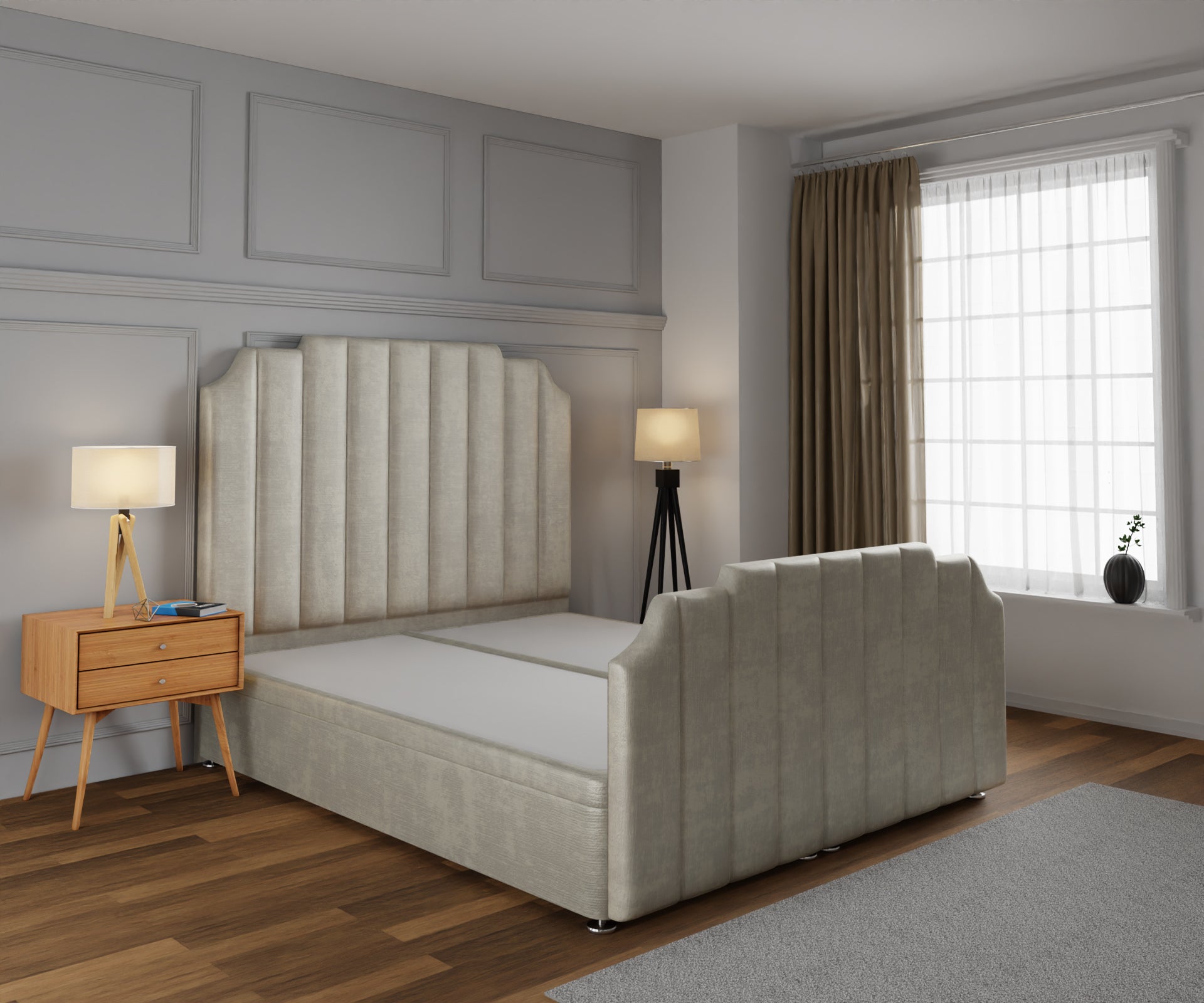 Hampton Ottoman Storage Divan Bed Base And Headboard With Footboard