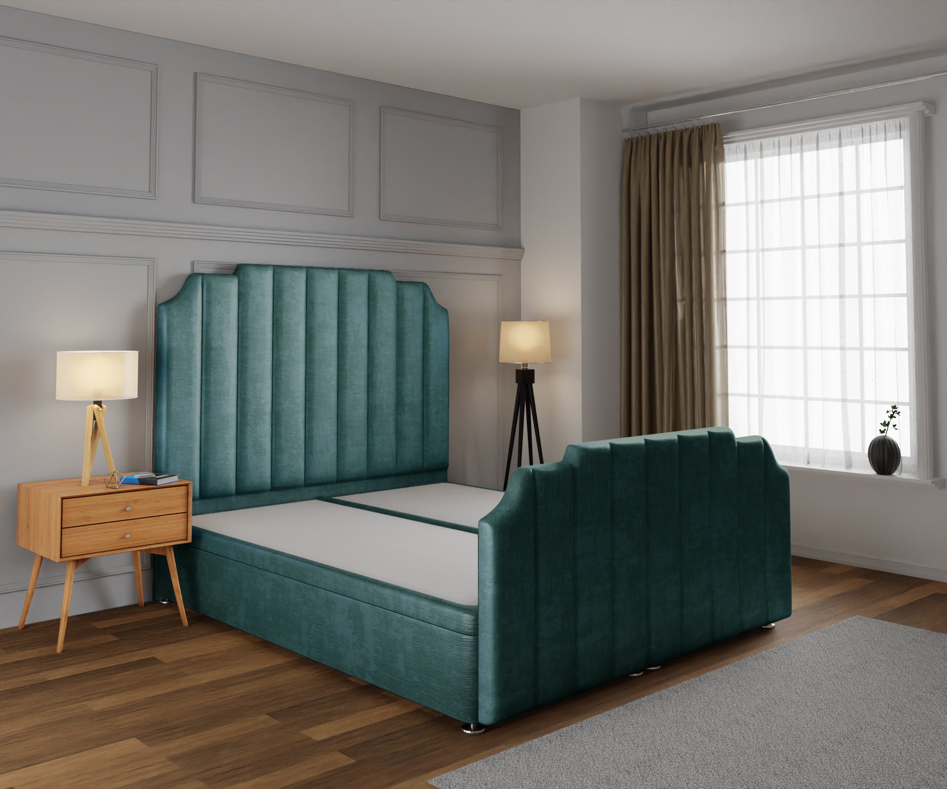 Hampton Ottoman Storage Divan Bed Base And Headboard With Footboard