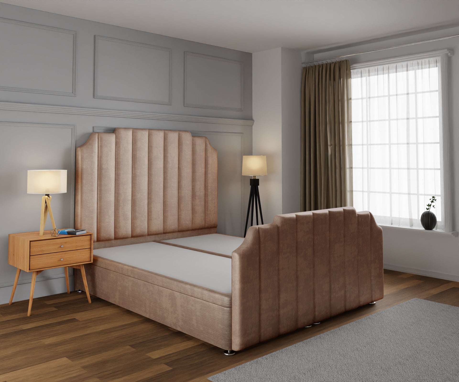 Hampton Ottoman Storage Divan Bed Base And Headboard With Footboard
