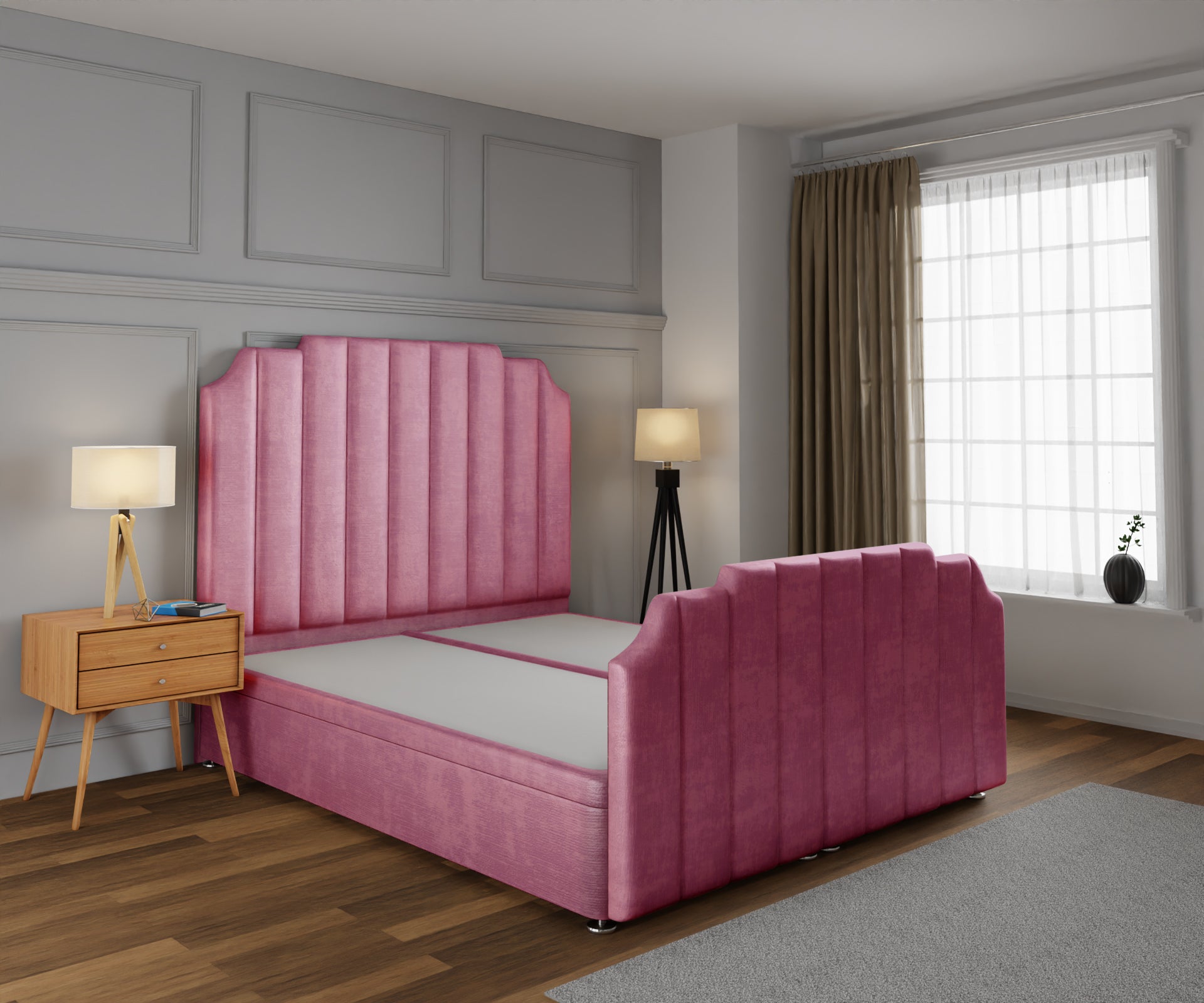 Hampton Ottoman Storage Divan Bed Base And Headboard With Footboard