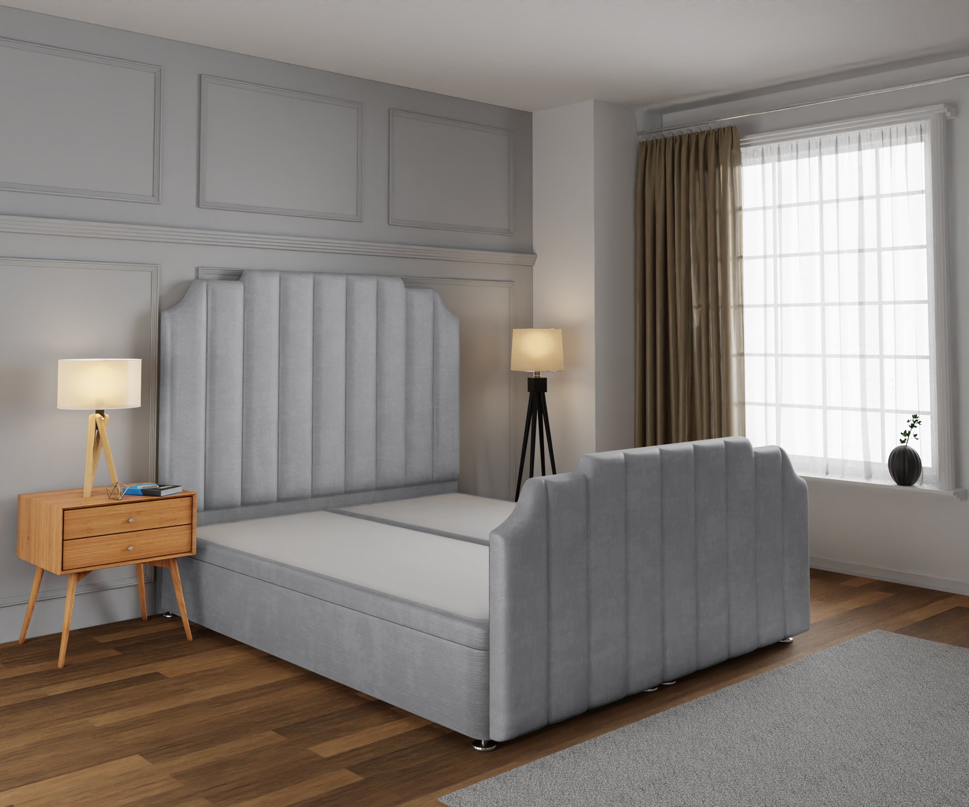 Hampton Ottoman Storage Divan Bed Base And Headboard With Footboard