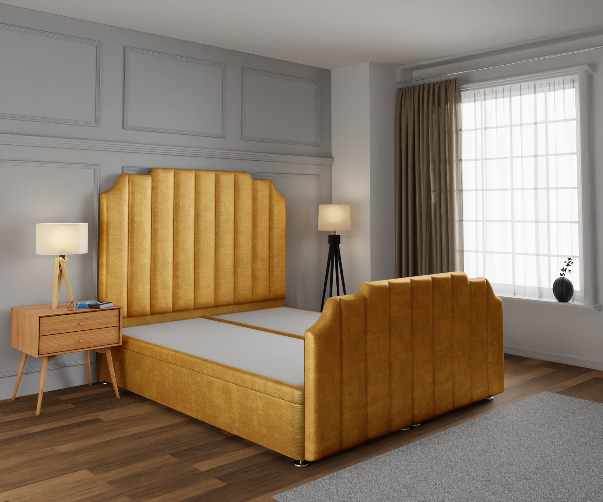 Hampton Ottoman Storage Divan Bed Base And Headboard With Footboard