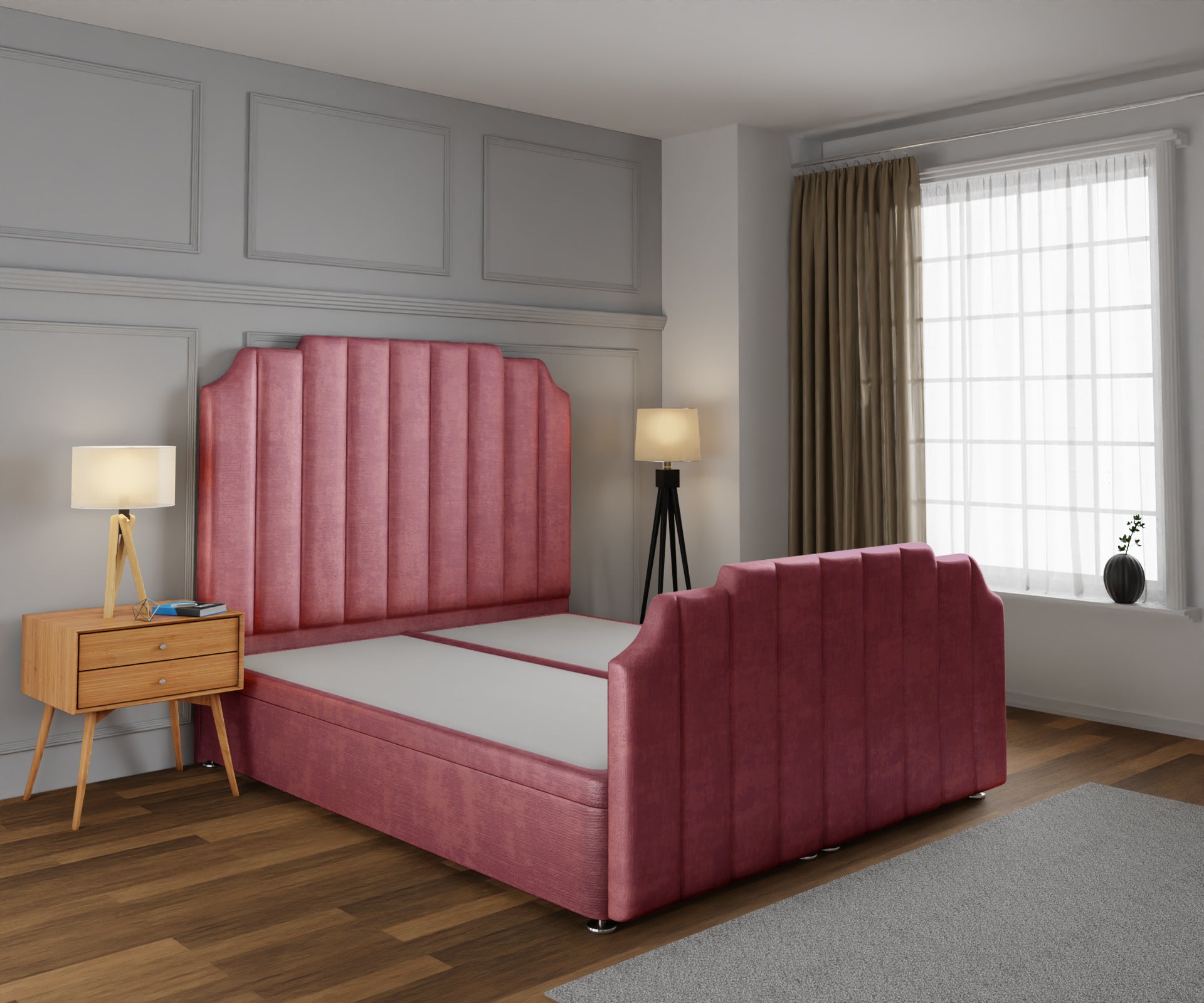 Hampton Ottoman Storage Divan Bed Base And Headboard With Footboard