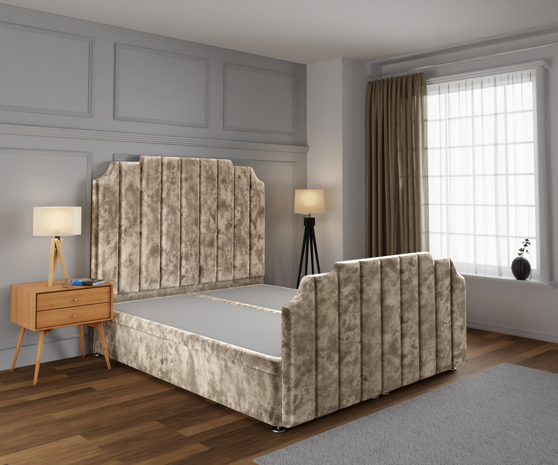 Hampton Ottoman Storage Divan Bed Base And Headboard With Footboard