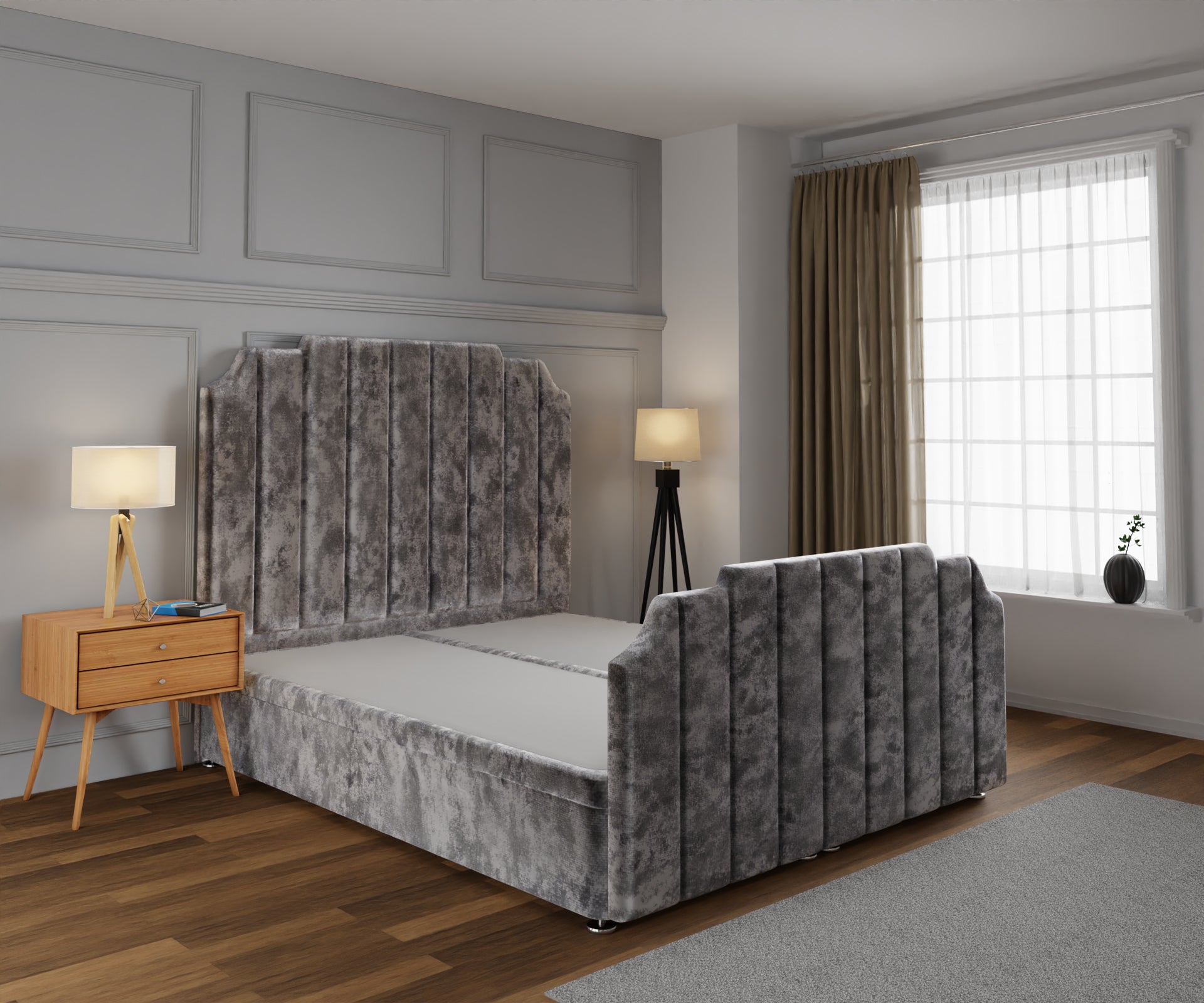 Hampton Ottoman Storage Divan Bed Base And Headboard With Footboard