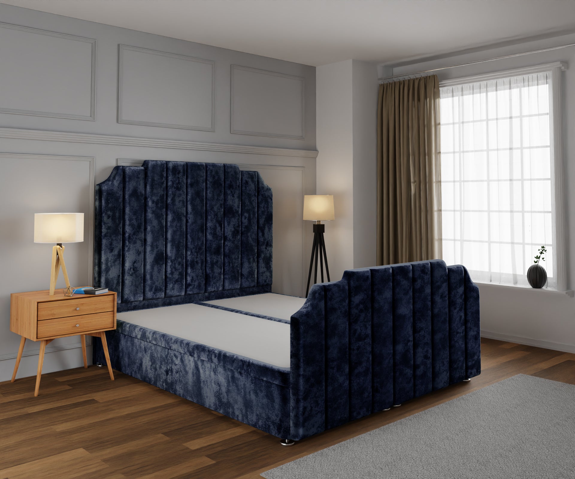 Hampton Ottoman Storage Divan Bed Base And Headboard With Footboard