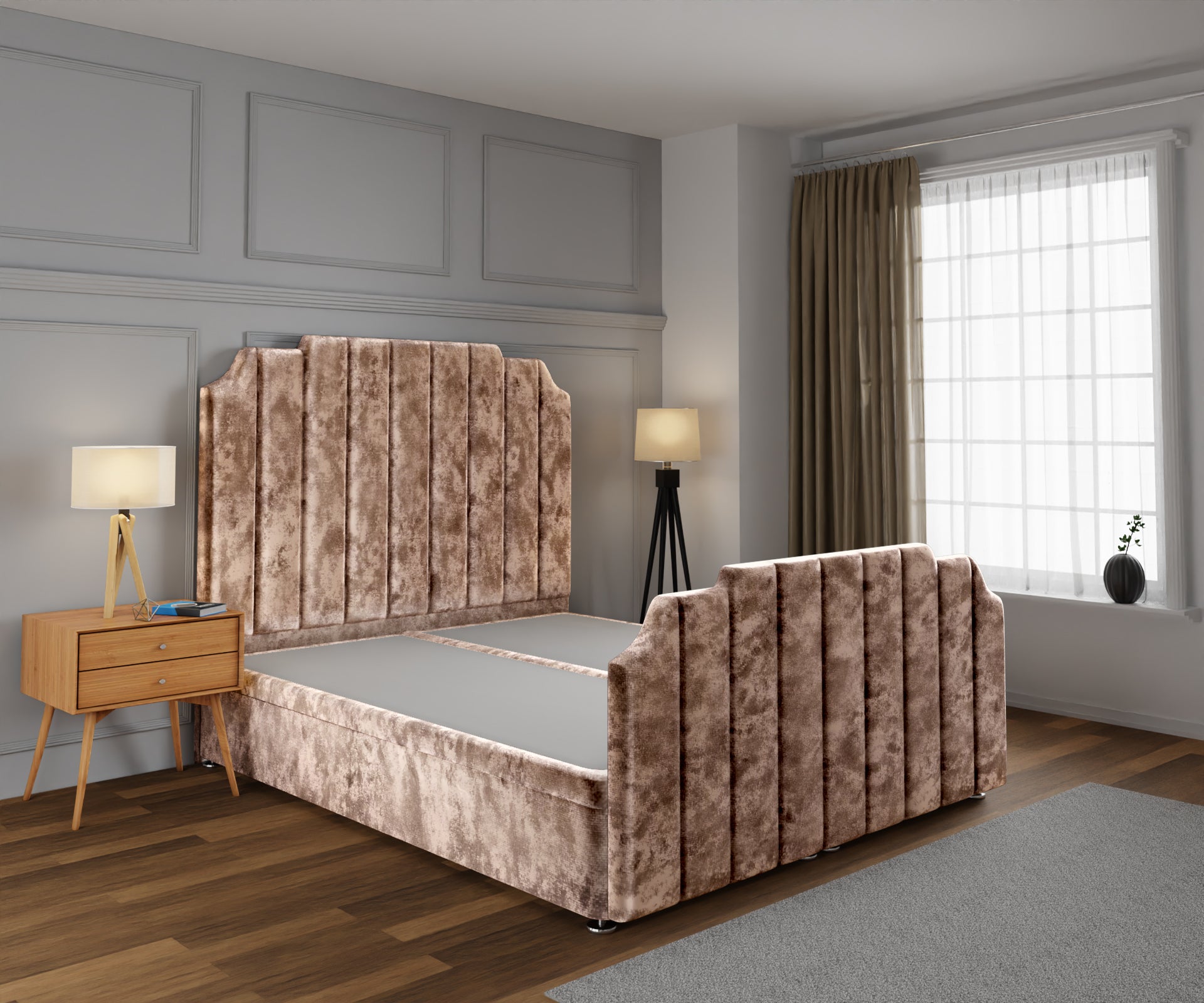 Hampton Ottoman Storage Divan Bed Base And Headboard With Footboard