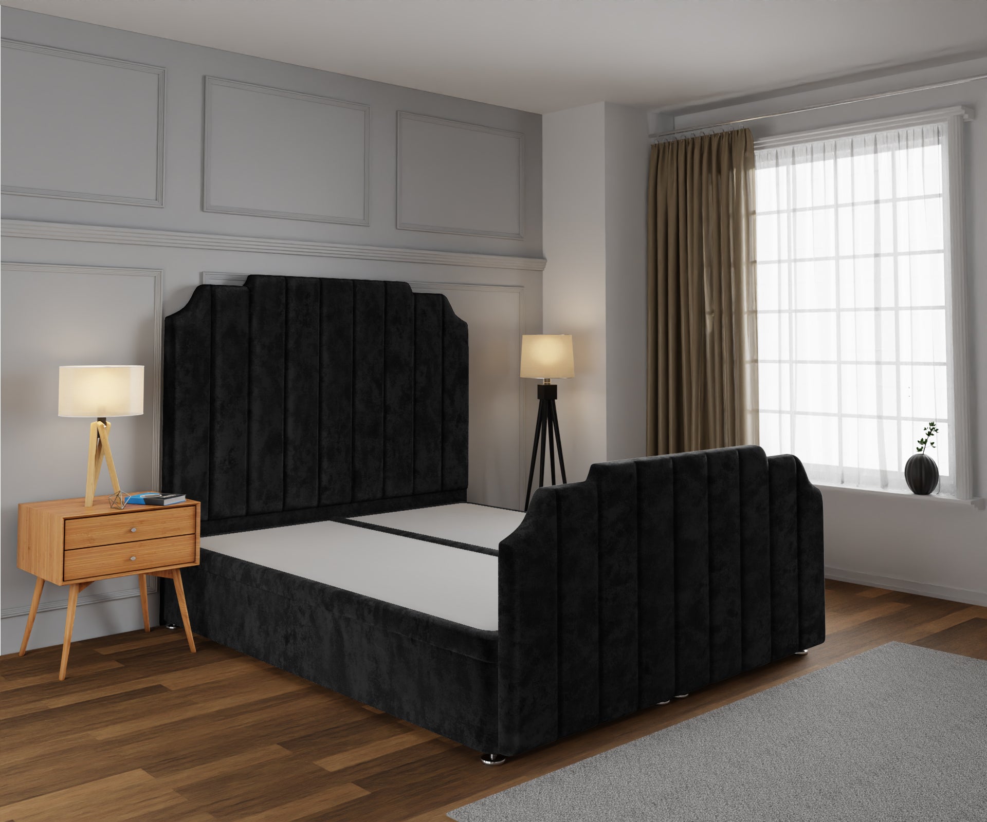 Hampton Ottoman Storage Divan Bed Base And Headboard With Footboard