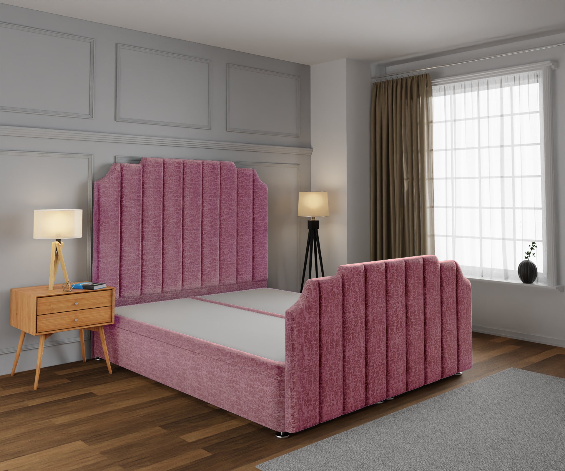 Hampton Ottoman Storage Divan Bed Base And Headboard With Footboard