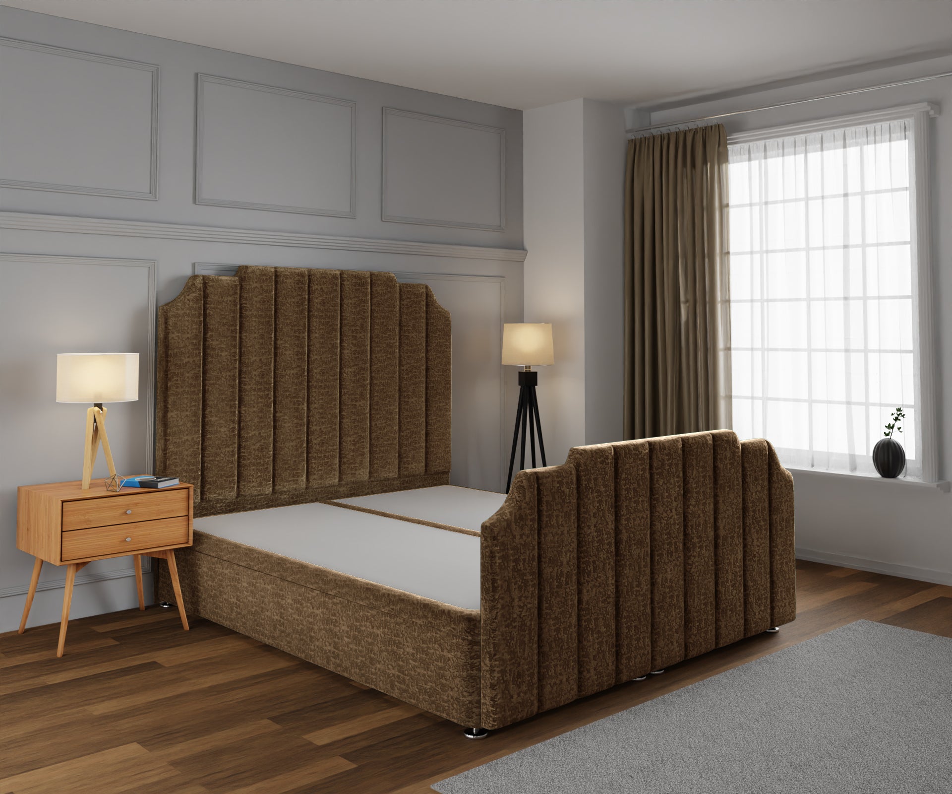 Hampton Ottoman Storage Divan Bed Base And Headboard With Footboard