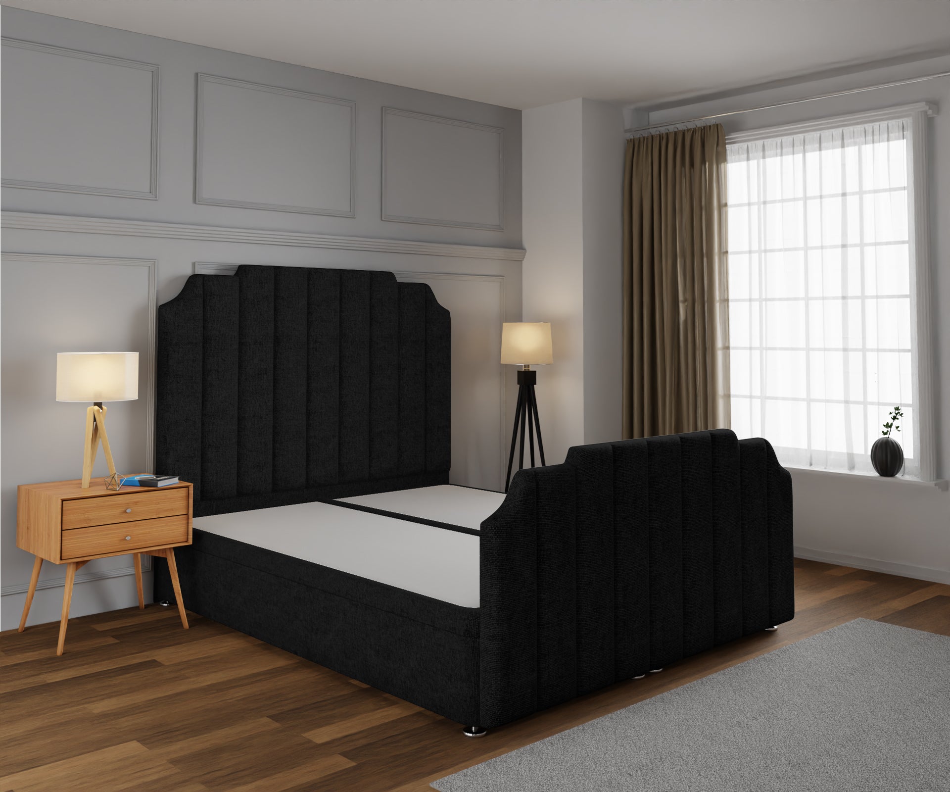 Hampton Ottoman Storage Divan Bed Base And Headboard With Footboard