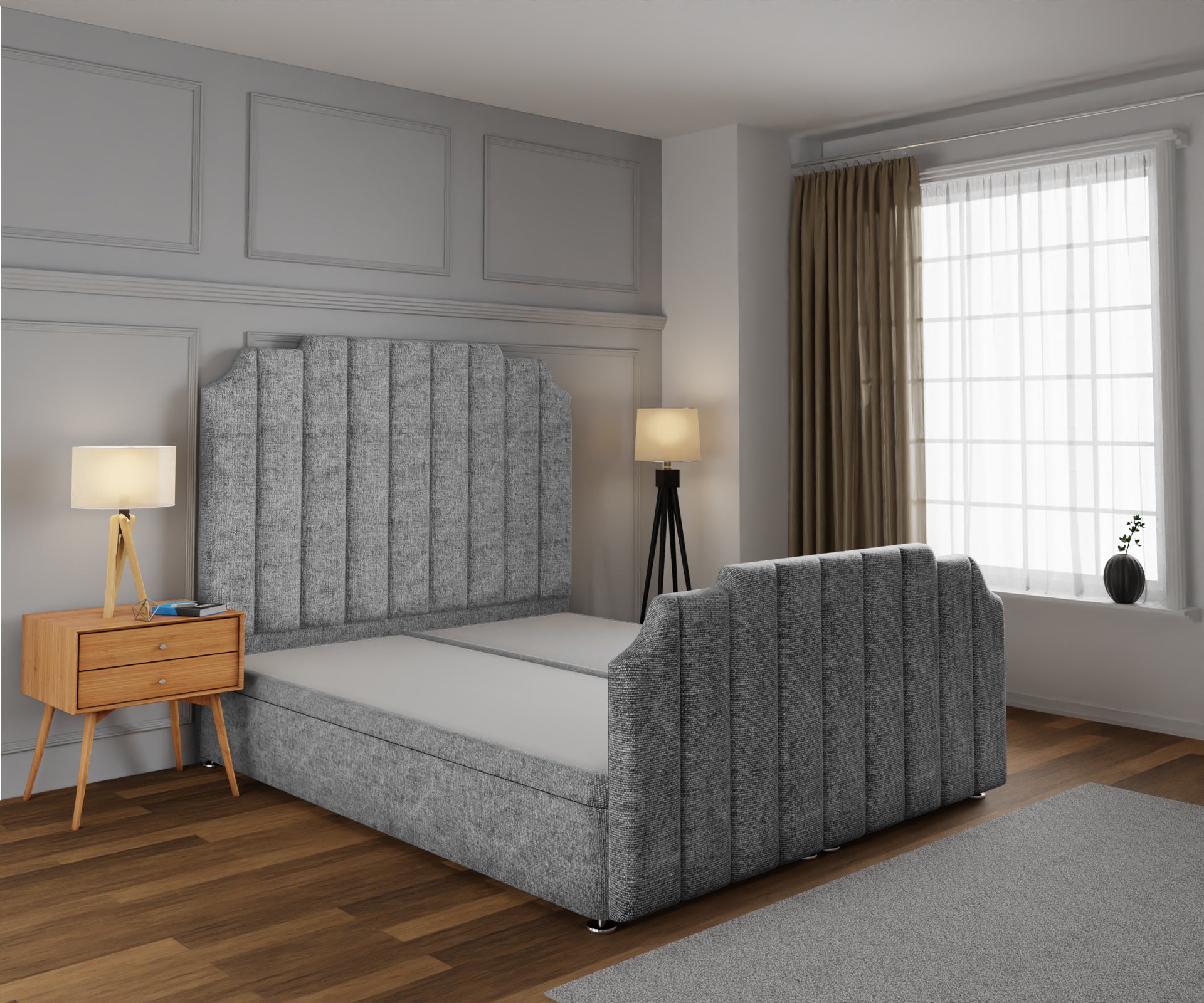 Hampton Ottoman Storage Divan Bed Base And Headboard With Footboard