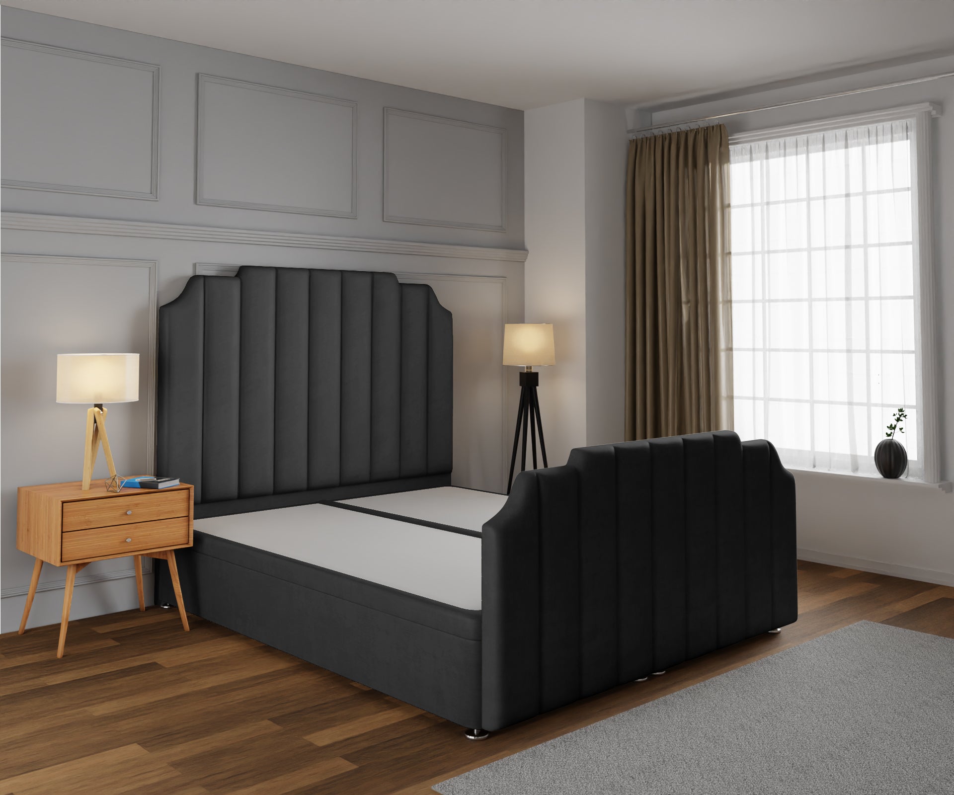 Hampton Ottoman Storage Divan Bed Base And Headboard With Footboard