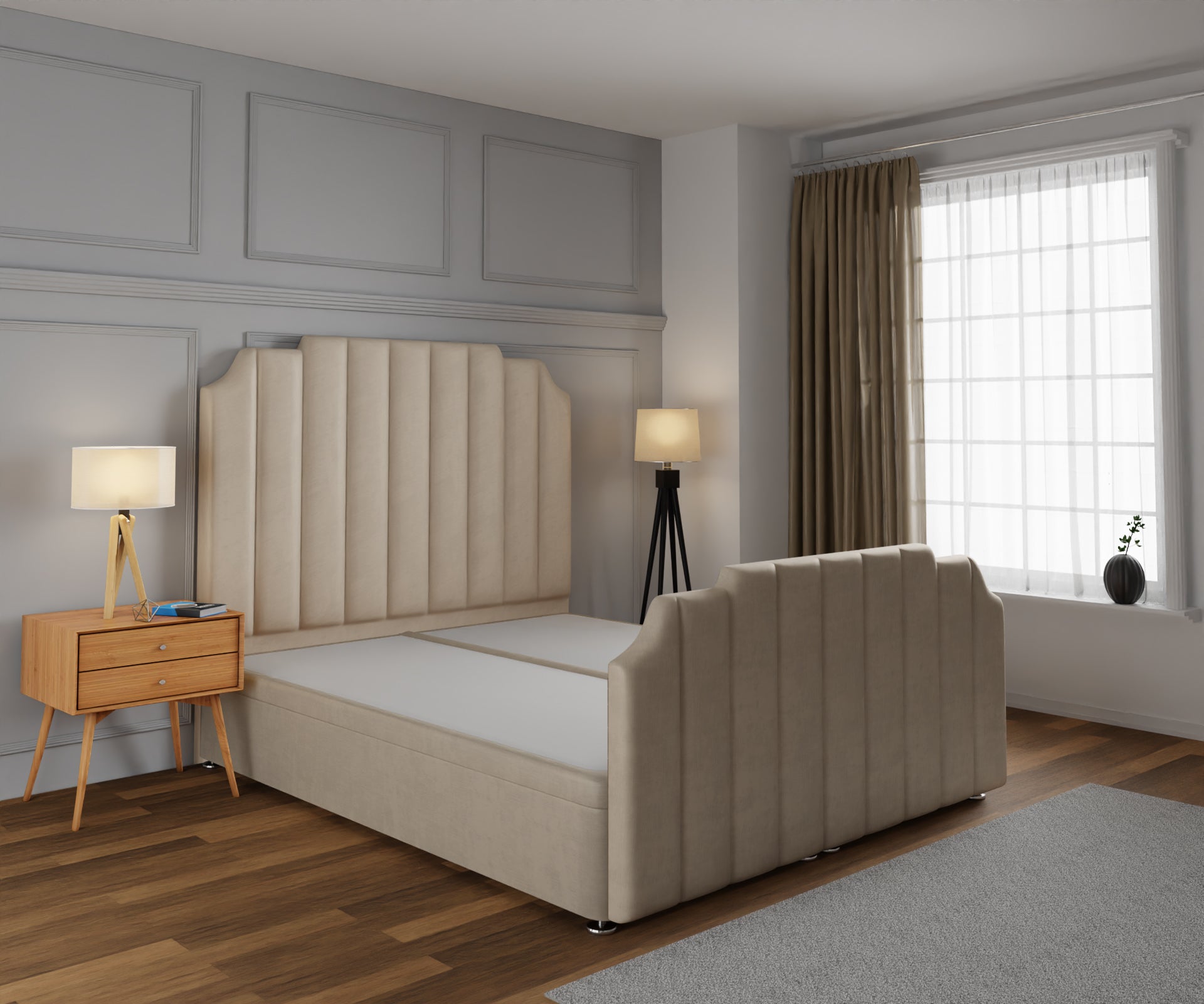 Hampton Ottoman Storage Divan Bed Base And Headboard With Footboard