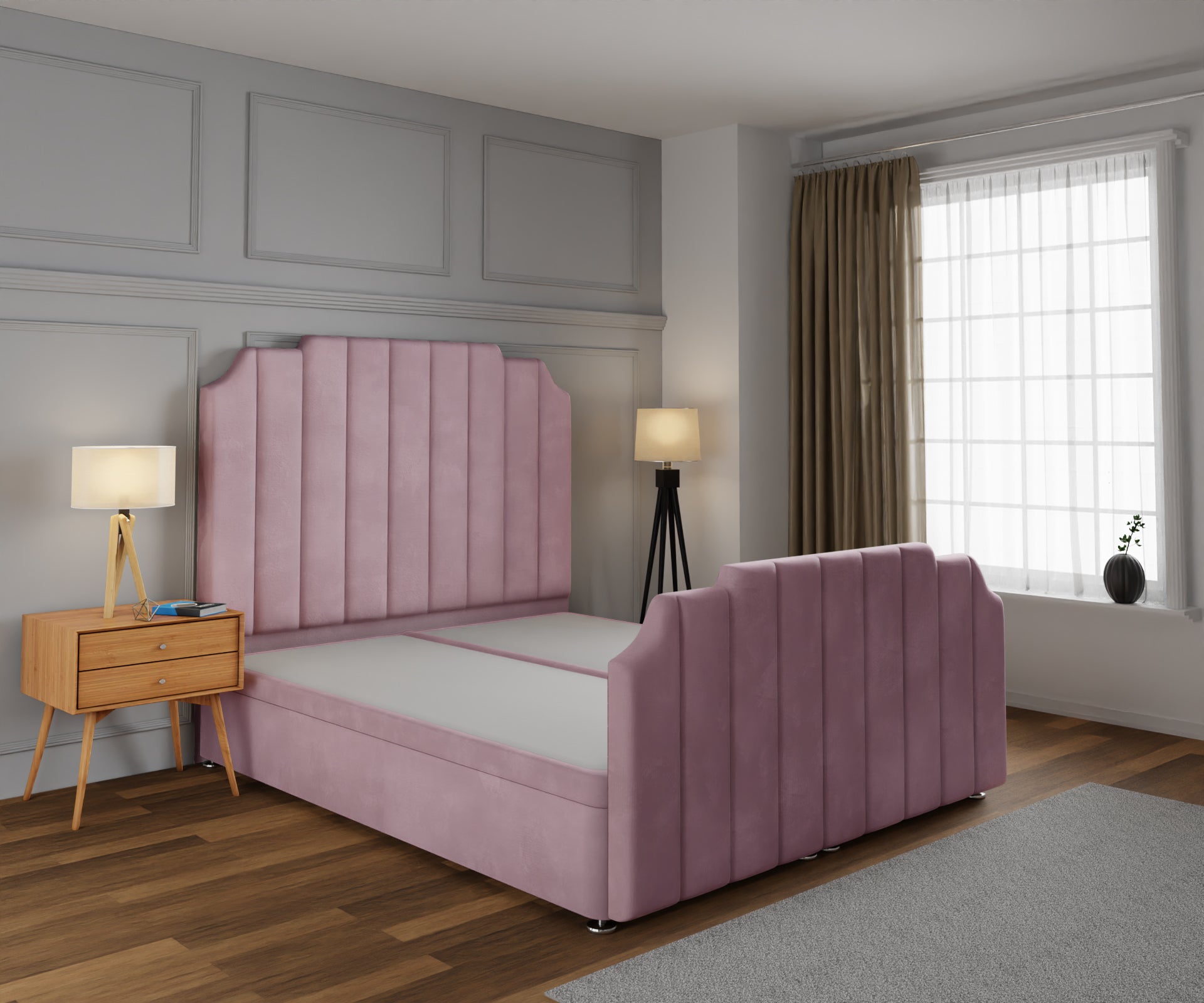 Hampton Ottoman Storage Divan Bed Base And Headboard With Footboard