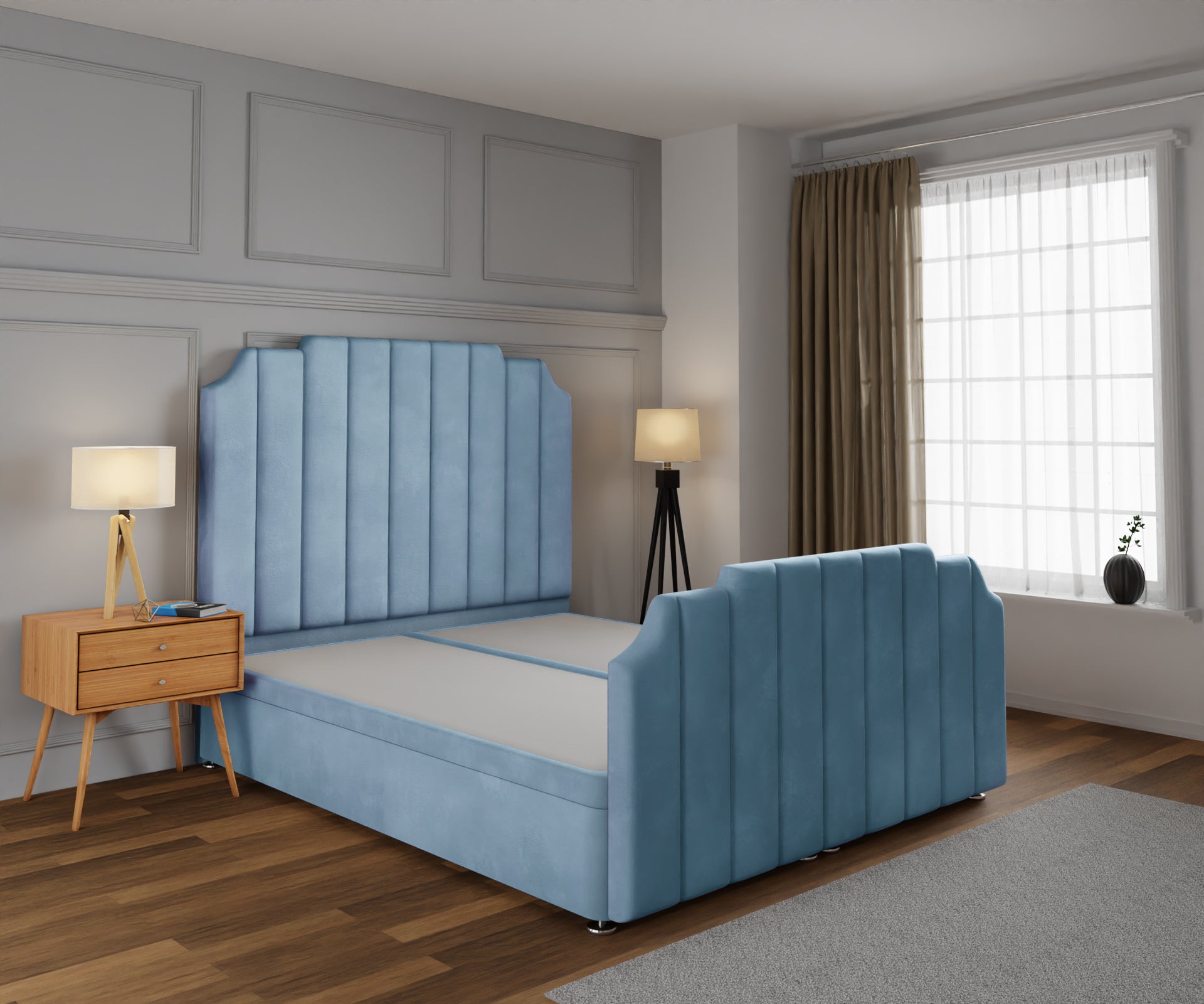 Hampton Ottoman Storage Divan Bed Base And Headboard With Footboard