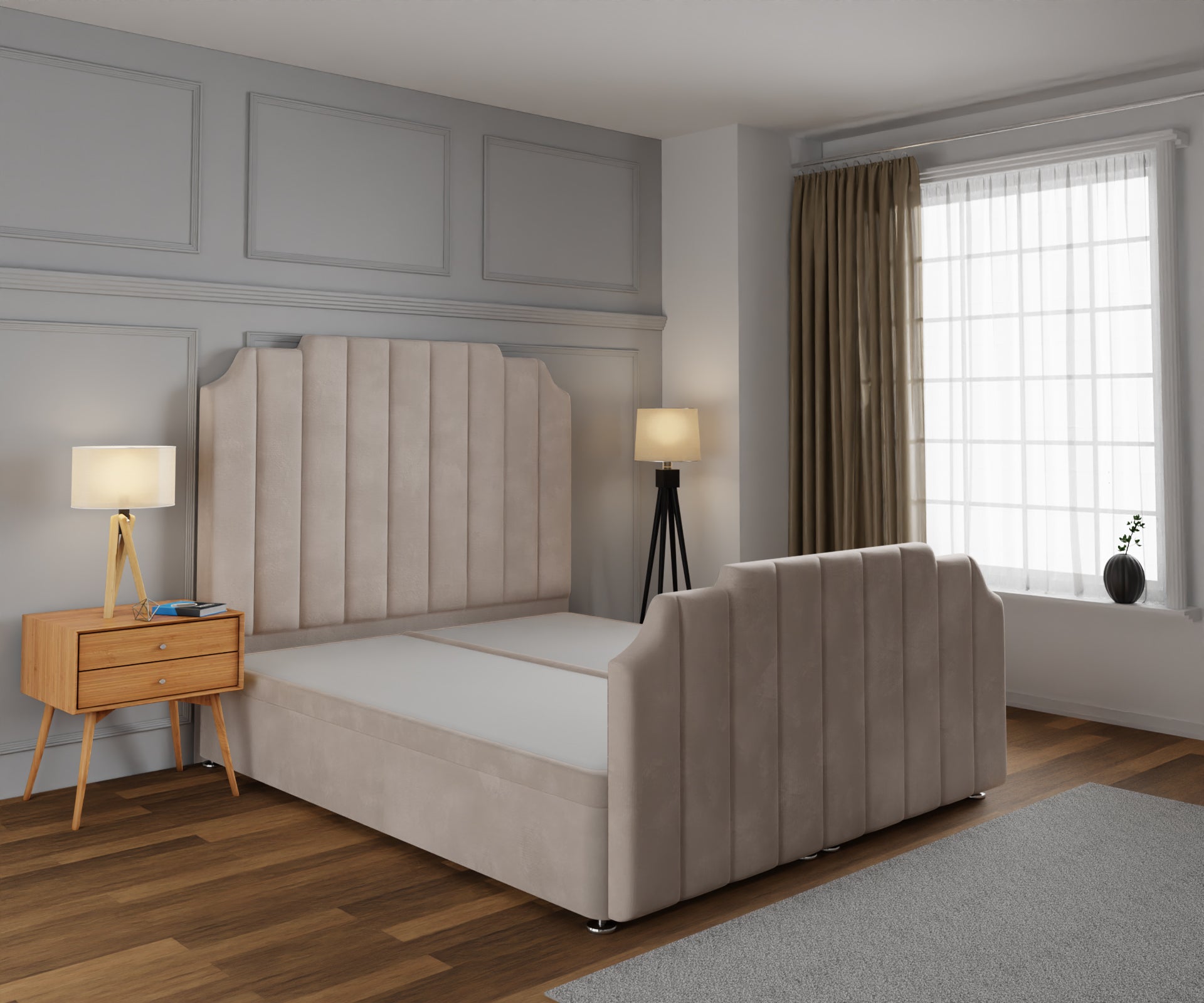Hampton Ottoman Storage Divan Bed Base And Headboard With Footboard