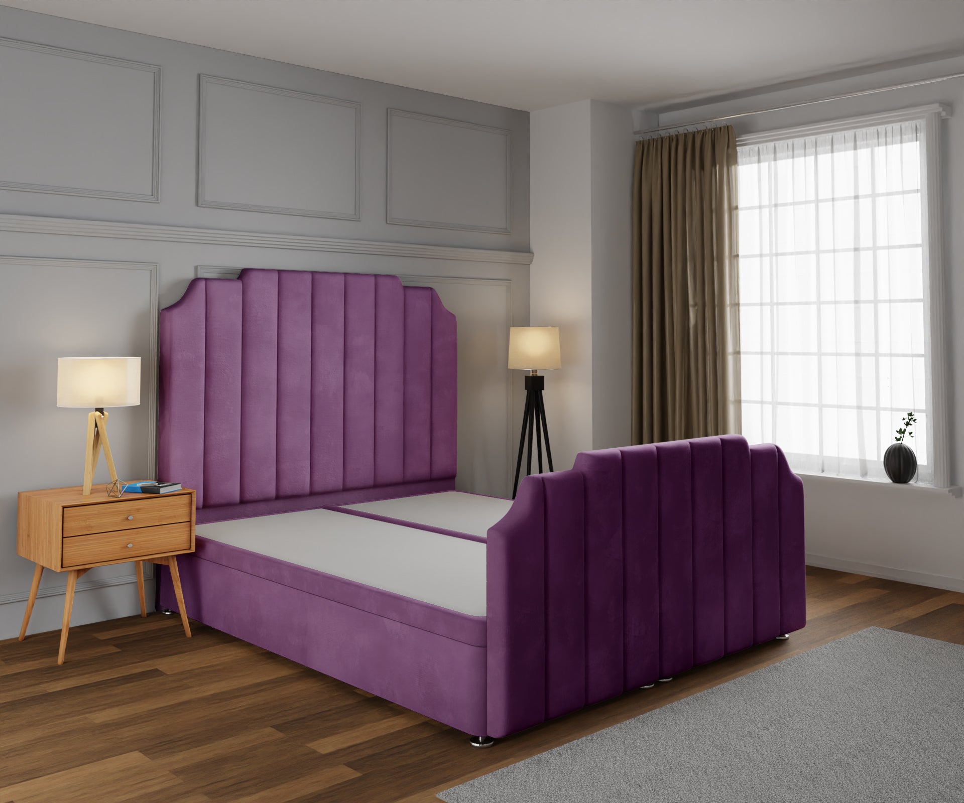 Hampton Ottoman Storage Divan Bed Base And Headboard With Footboard
