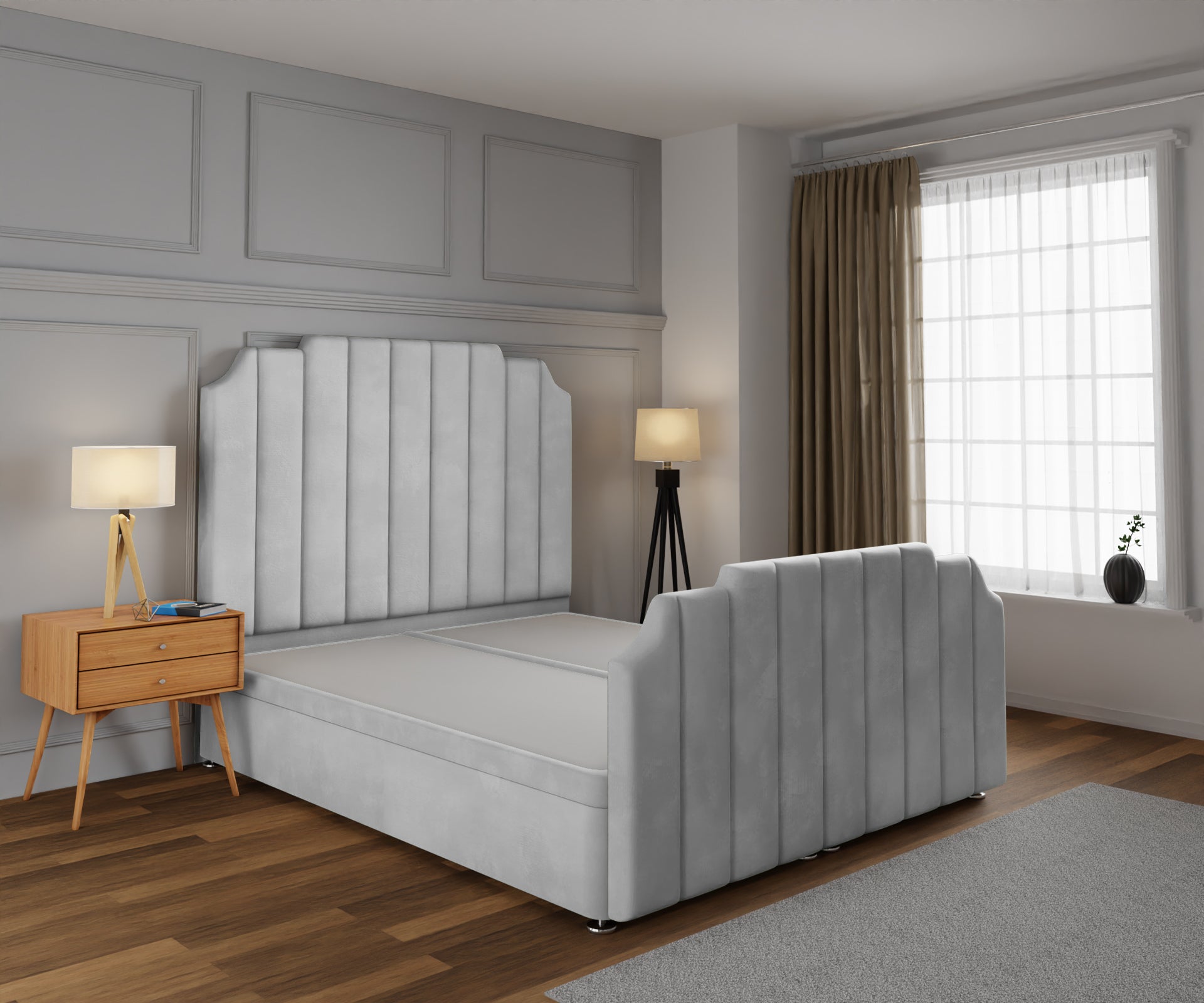 Hampton Ottoman Storage Divan Bed Base And Headboard With Footboard