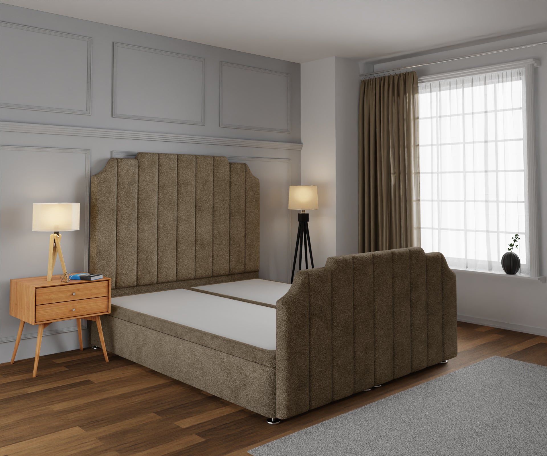 Hampton Ottoman Storage Divan Bed Base And Headboard With Footboard