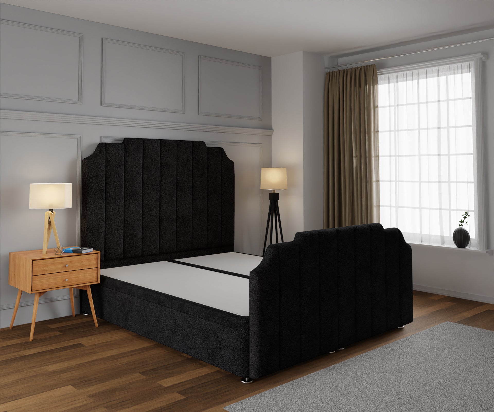 Hampton Ottoman Storage Divan Bed Base And Headboard With Footboard