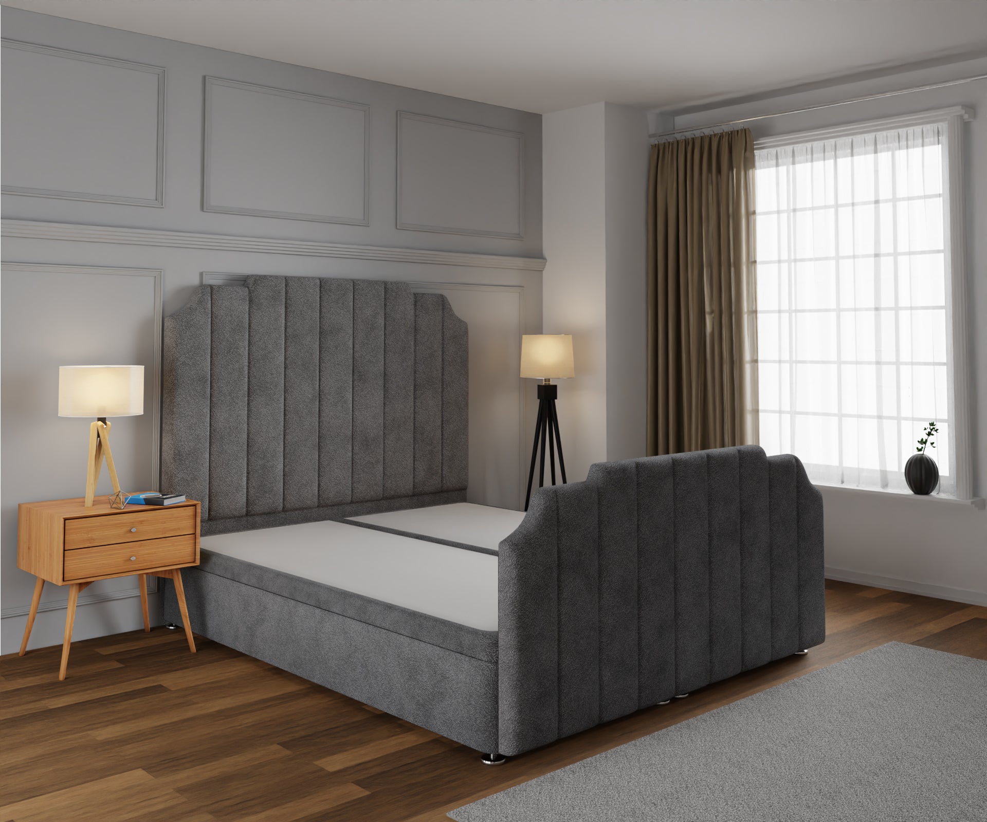 Hampton Ottoman Storage Divan Bed Base And Headboard With Footboard