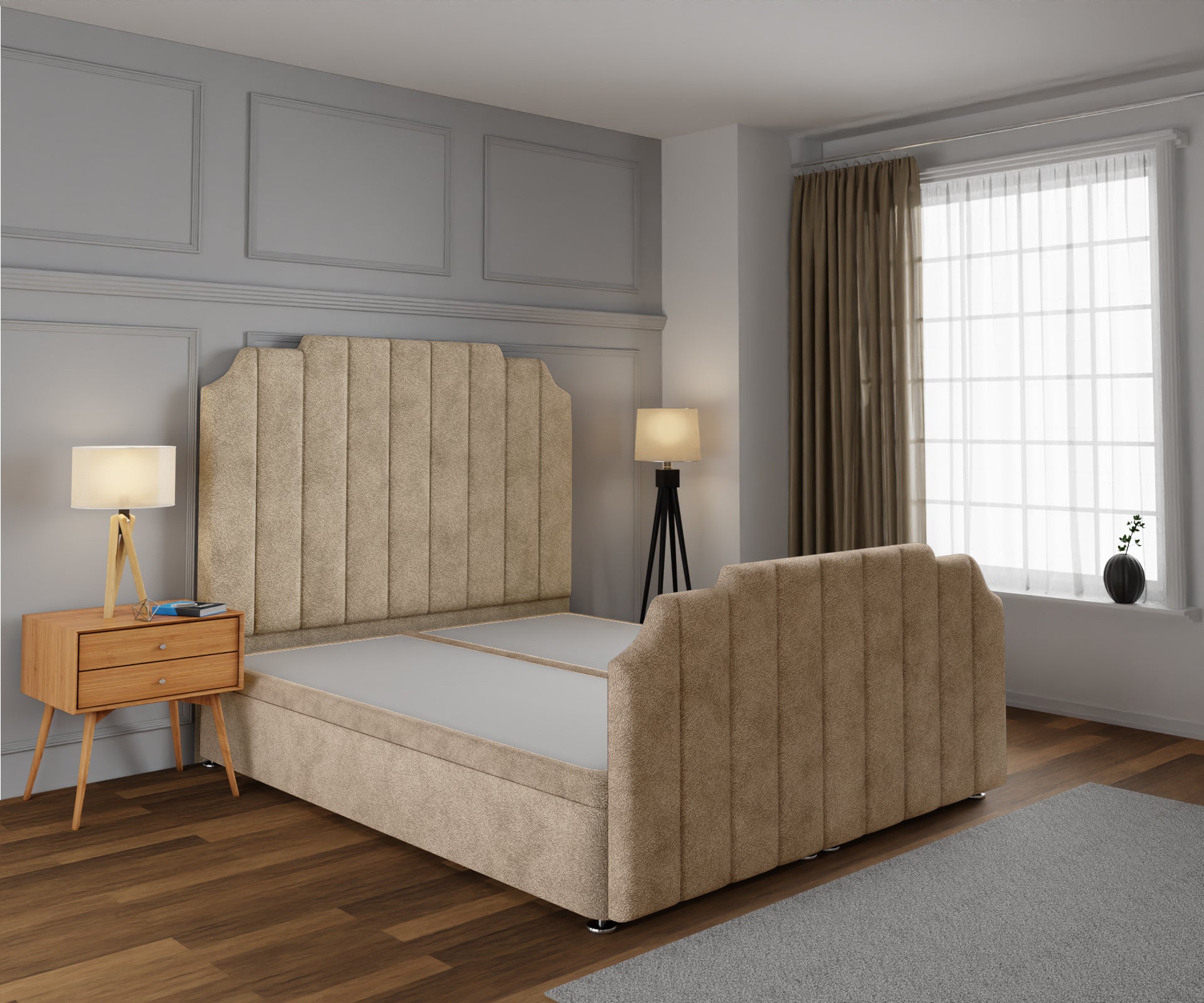 Hampton Ottoman Storage Divan Bed Base And Headboard With Footboard
