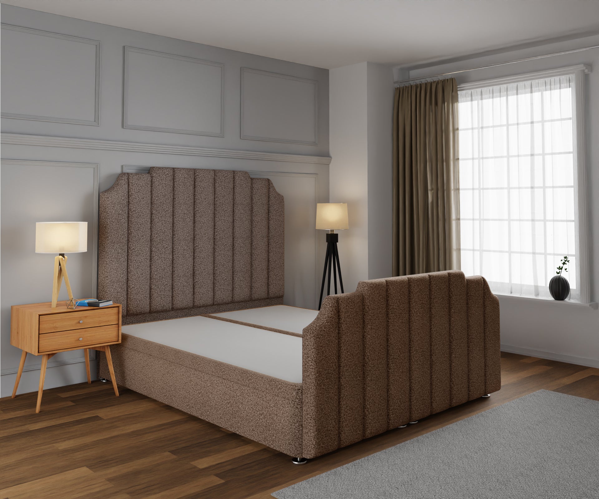 Hampton Ottoman Storage Divan Bed Base And Headboard With Footboard