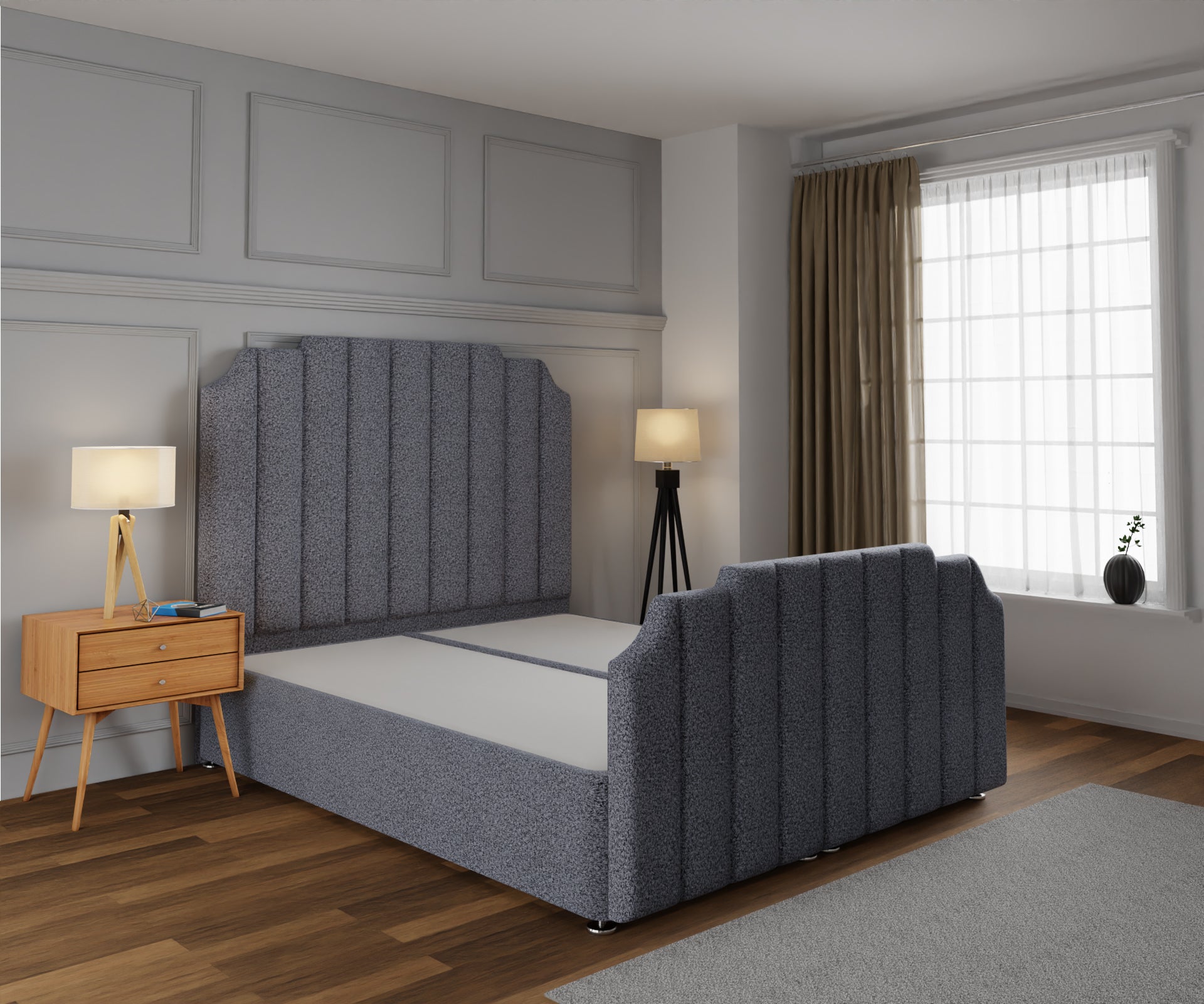 Hampton Ottoman Storage Divan Bed Base And Headboard With Footboard