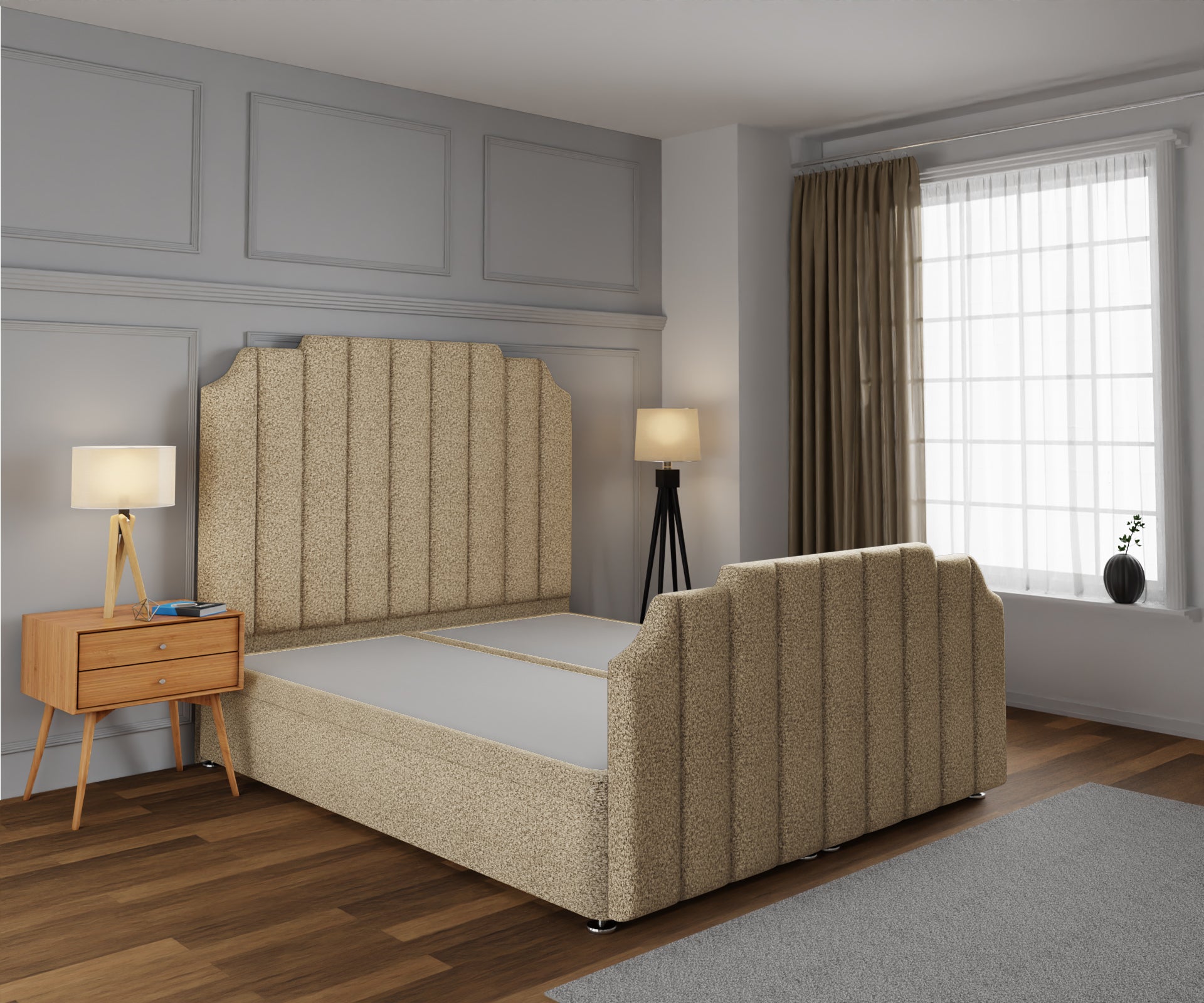 Hampton Ottoman Storage Divan Bed Base And Headboard With Footboard