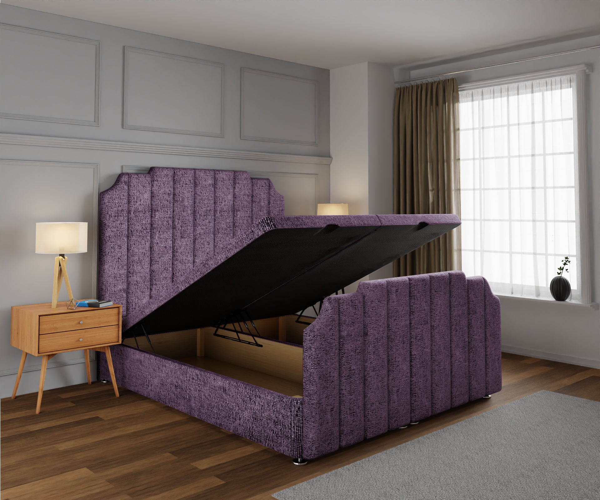 Hampton Ottoman Storage Divan Bed Base And Headboard With Footboard