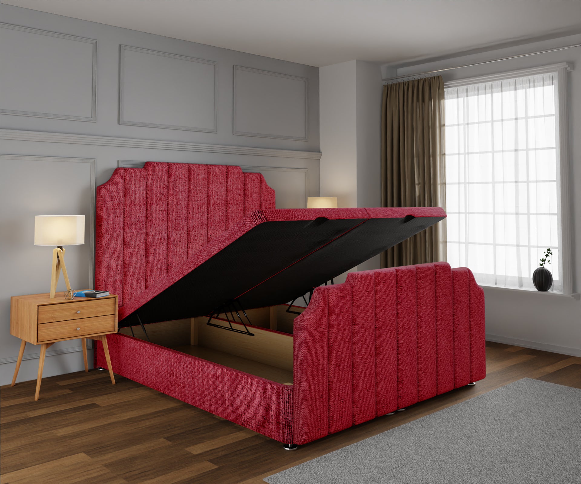 Hampton Ottoman Storage Divan Bed Base And Headboard With Footboard