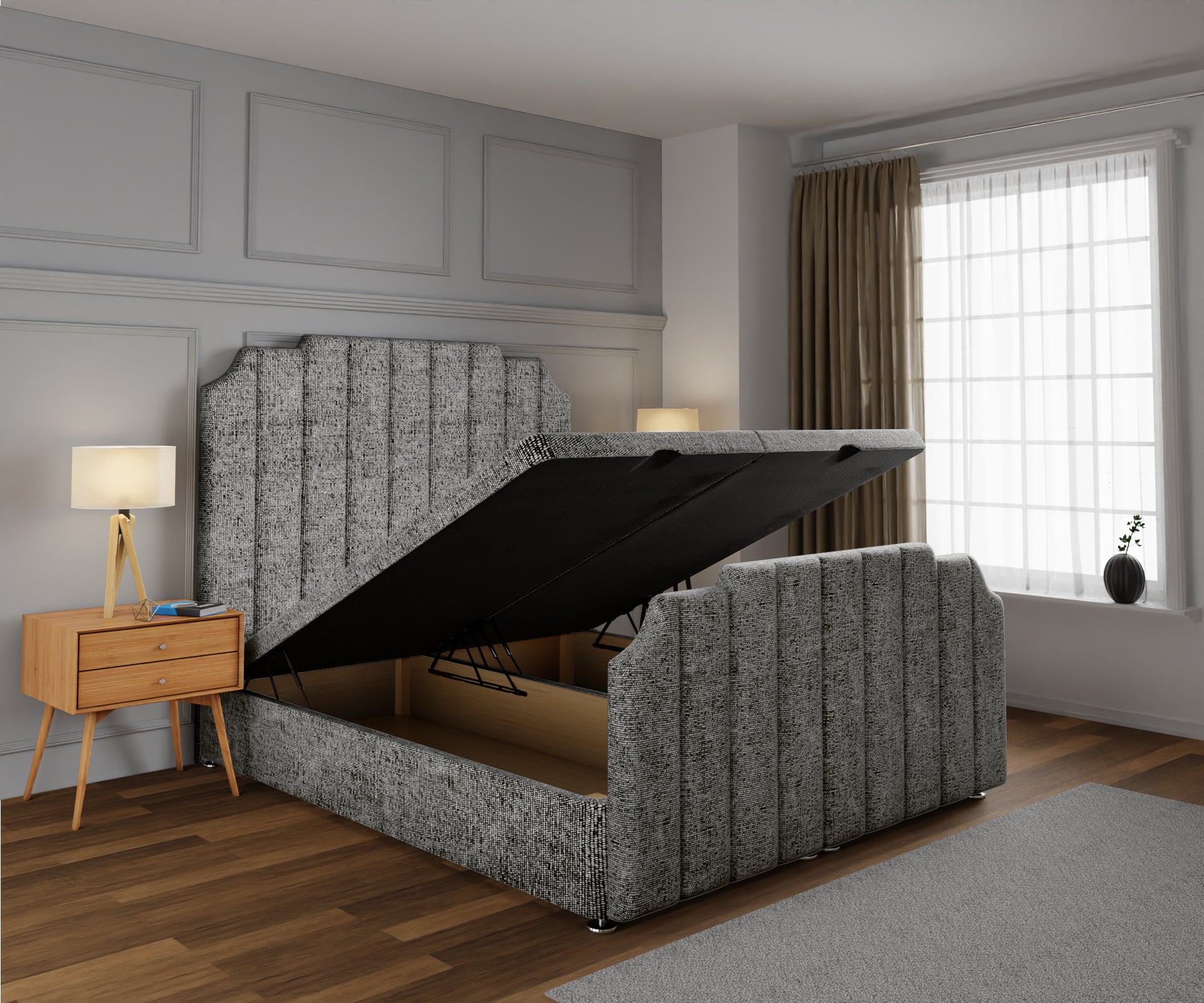 Hampton Ottoman Storage Divan Bed Base And Headboard With Footboard