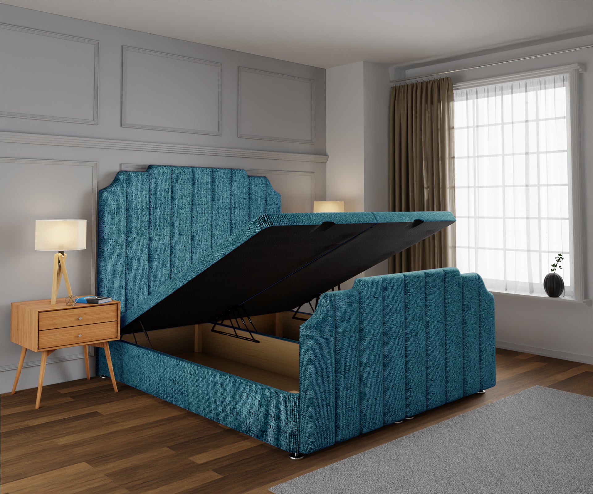 Hampton Ottoman Storage Divan Bed Base And Headboard With Footboard