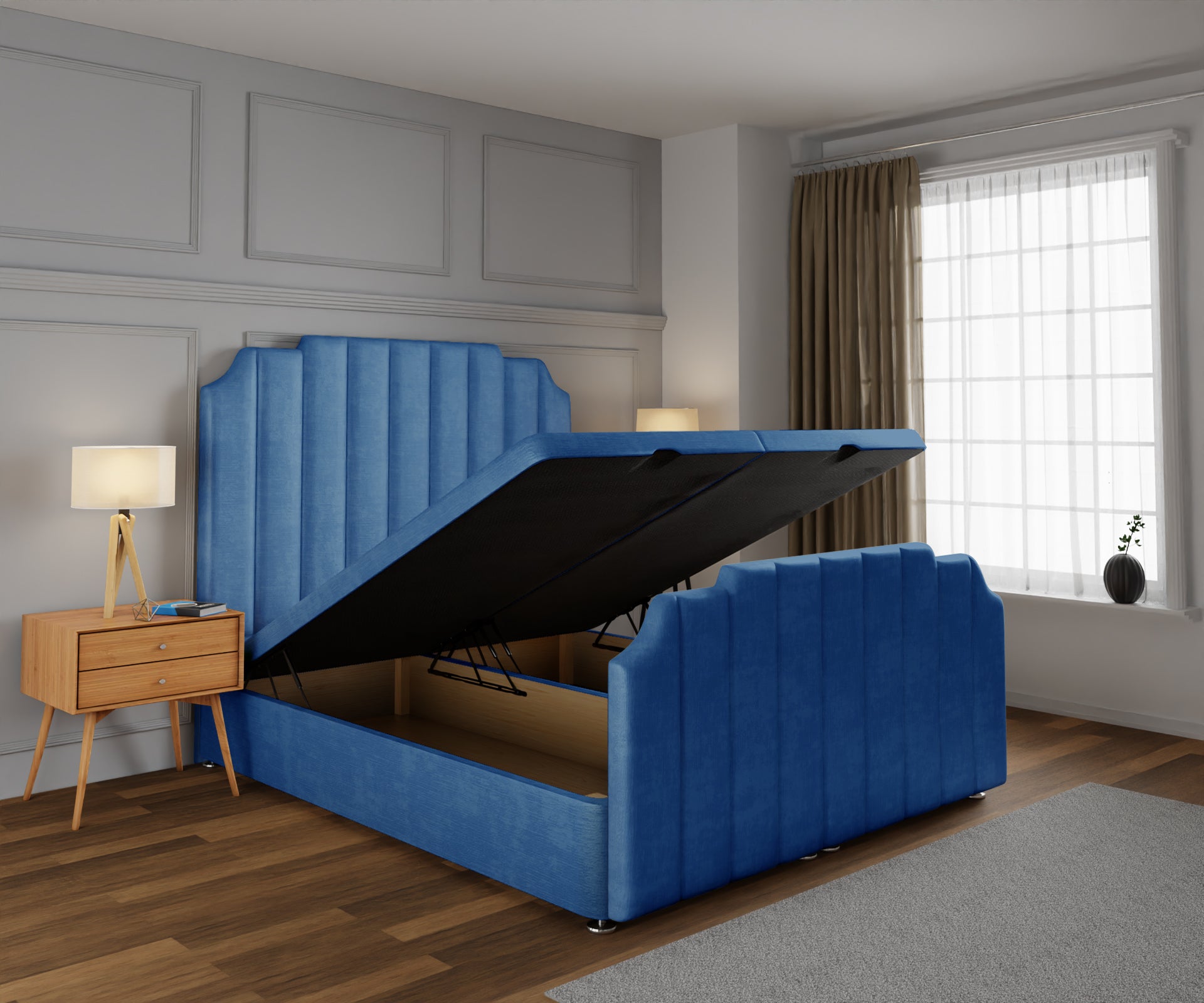 Hampton Ottoman Storage Divan Bed Base And Headboard With Footboard