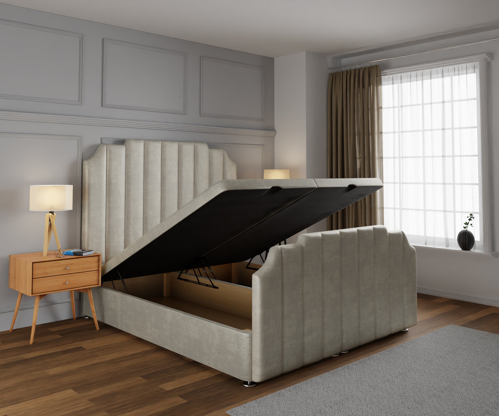 Hampton Ottoman Storage Divan Bed Base And Headboard With Footboard